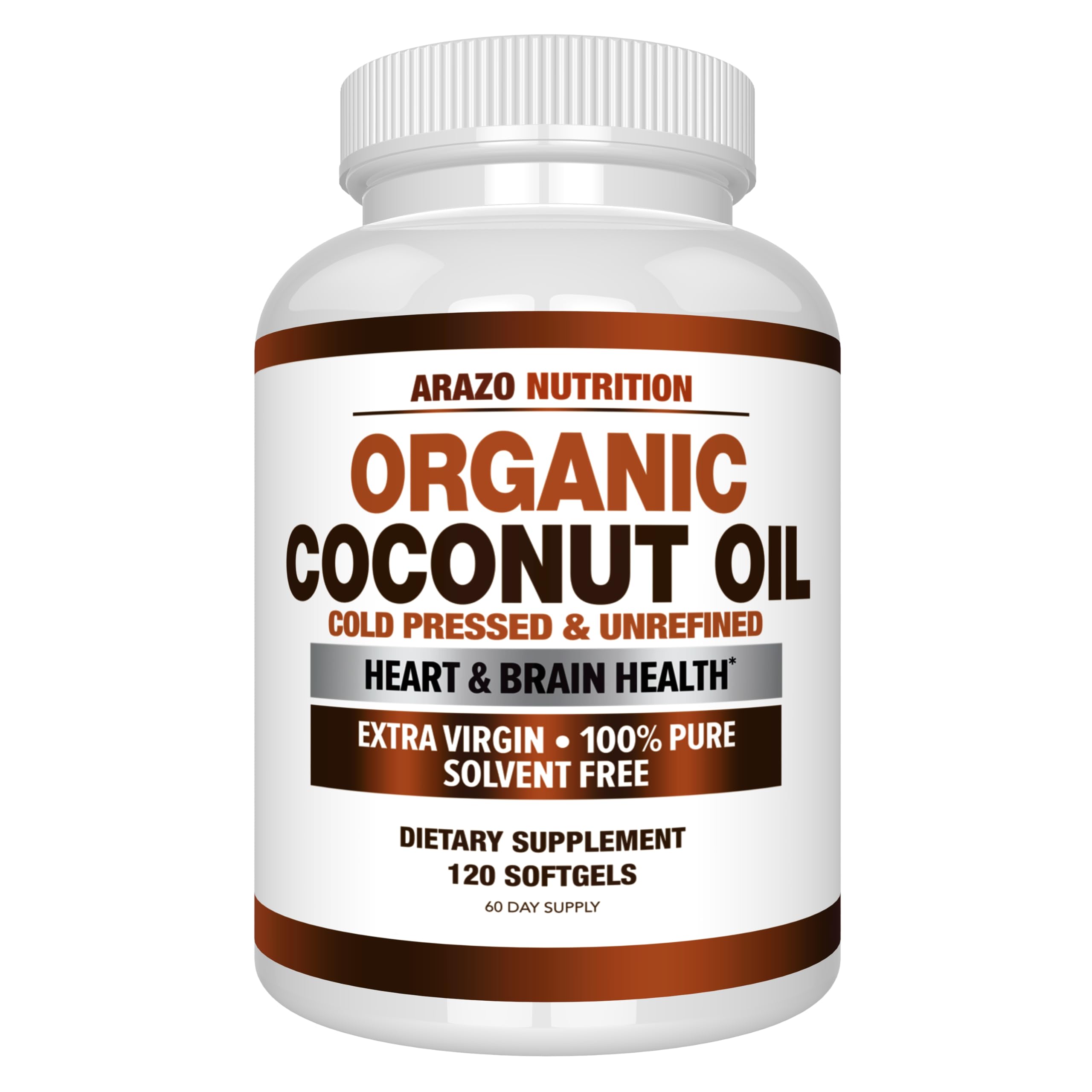 Foto 1 | Suplemento De Aceite De Coco Orgánico Arazo Nutrition  2000 Mg  120 Cápsulas De Gelatina Blanda - Venta Internacional.
