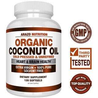 Foto 2 | Suplemento De Aceite De Coco Orgánico Arazo Nutrition 2000 Mg 120 Cápsulas De Gelatina Blanda - Venta Internacional.