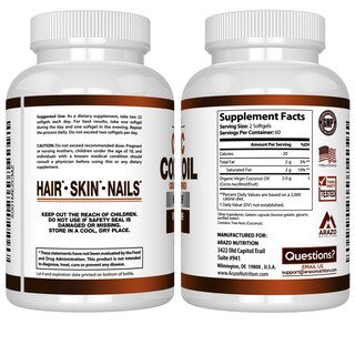 Foto 3 | Suplemento De Aceite De Coco Orgánico Arazo Nutrition 2000 Mg 120 Cápsulas De Gelatina Blanda - Venta Internacional.