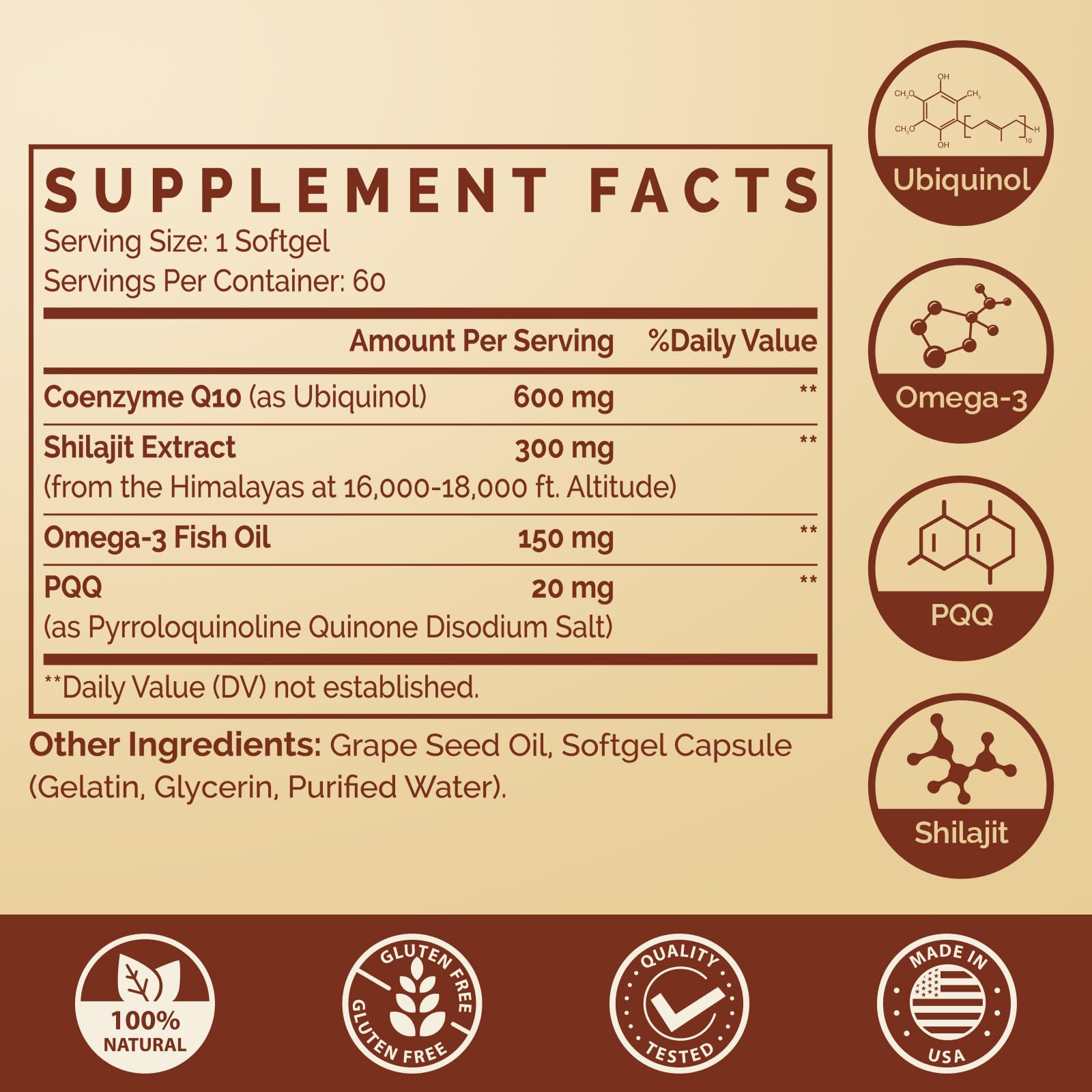 Foto 3 pulgar | Suplemento Ciaceae Ubiquinol Coq10 600 Mg Con Omega-3 Y Pqq 120s - Venta Internacional.