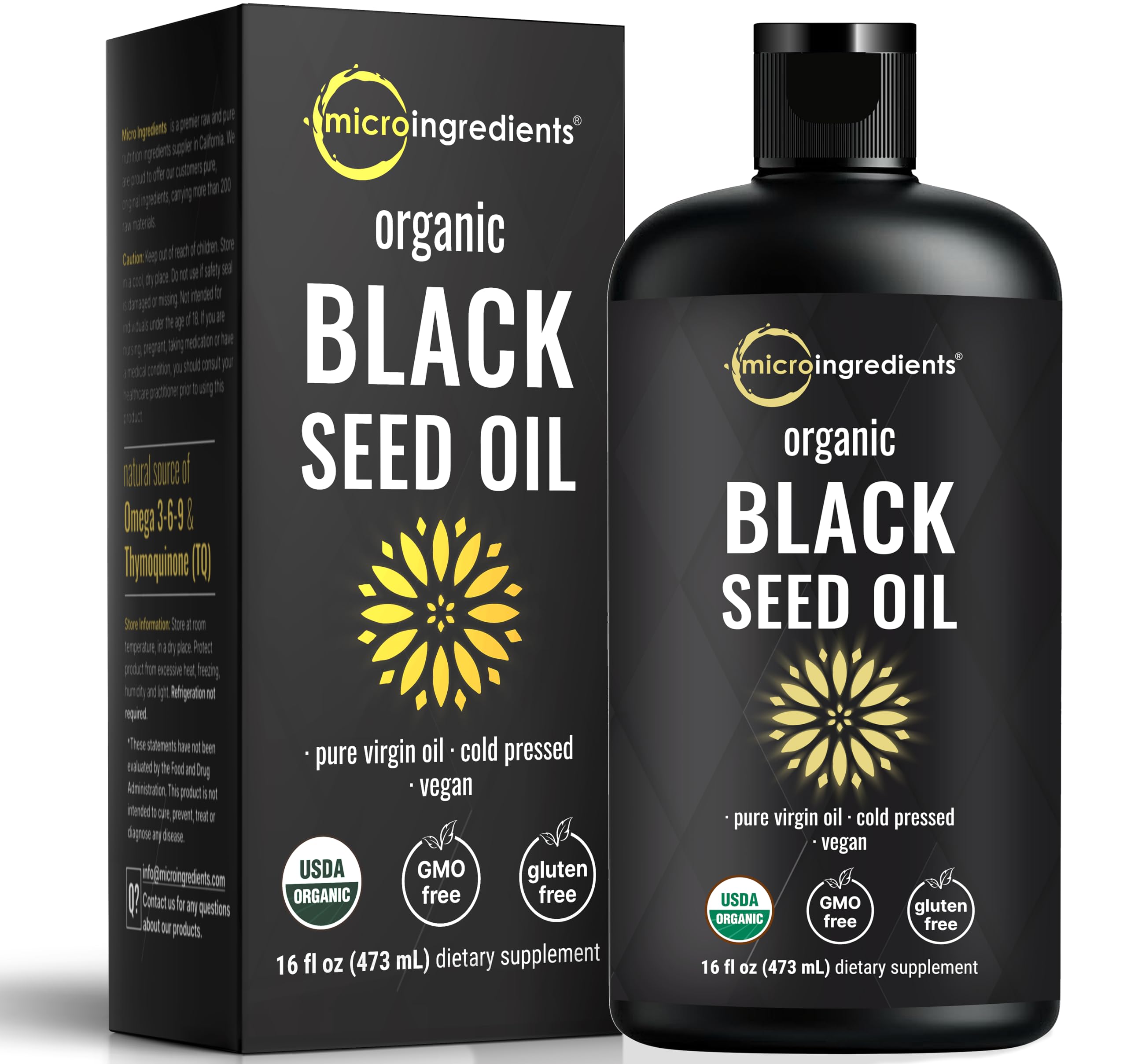Foto 1 | Microingredientes De Aceite De Semilla Negra  Orgánico  473 Ml  Prensado En Frío - Venta Internacional.