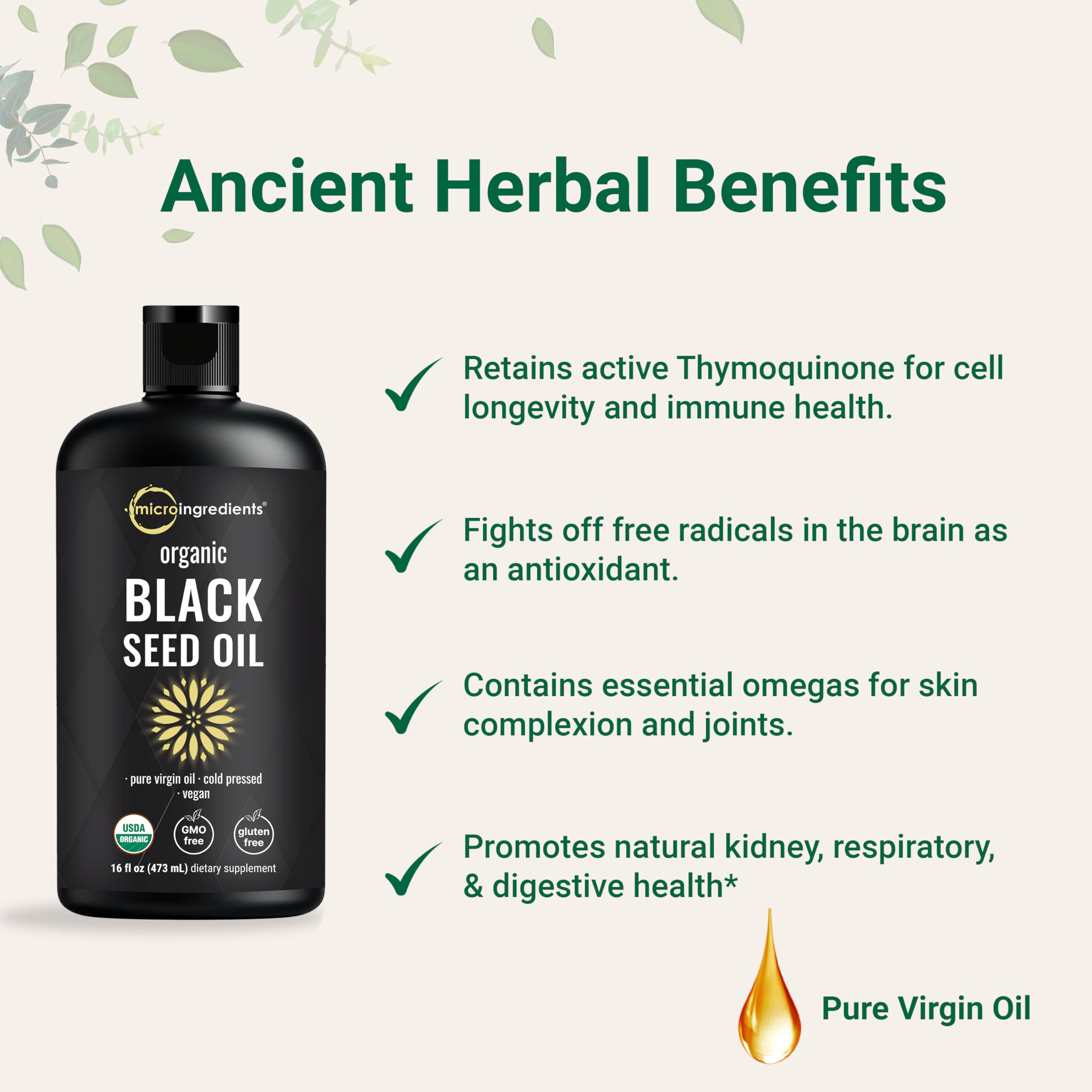 Foto 5 pulgar | Microingredientes De Aceite De Semilla Negra  Orgánico  473 Ml  Prensado En Frío - Venta Internacional.