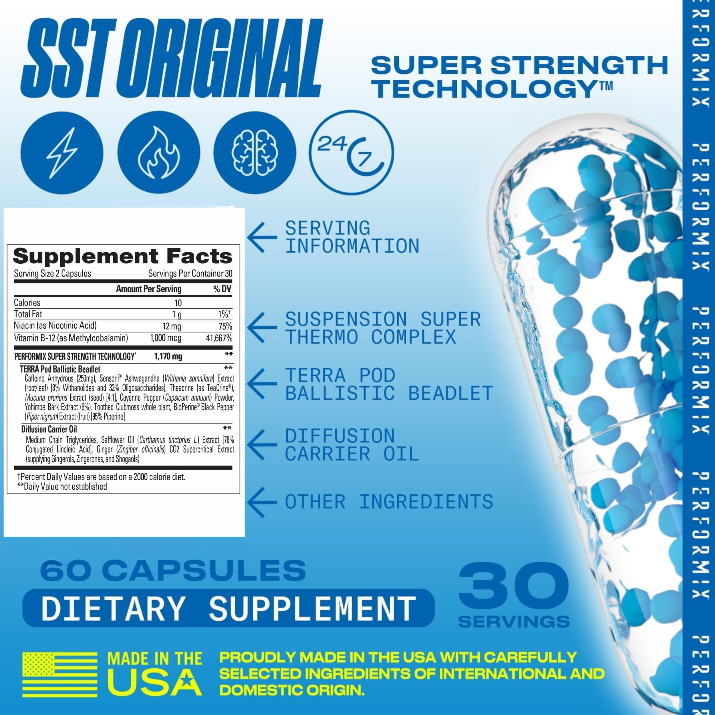 Foto 6 | Suplementos Energéticos Performix Sst Original 60 Cápsulas - Venta Internacional.