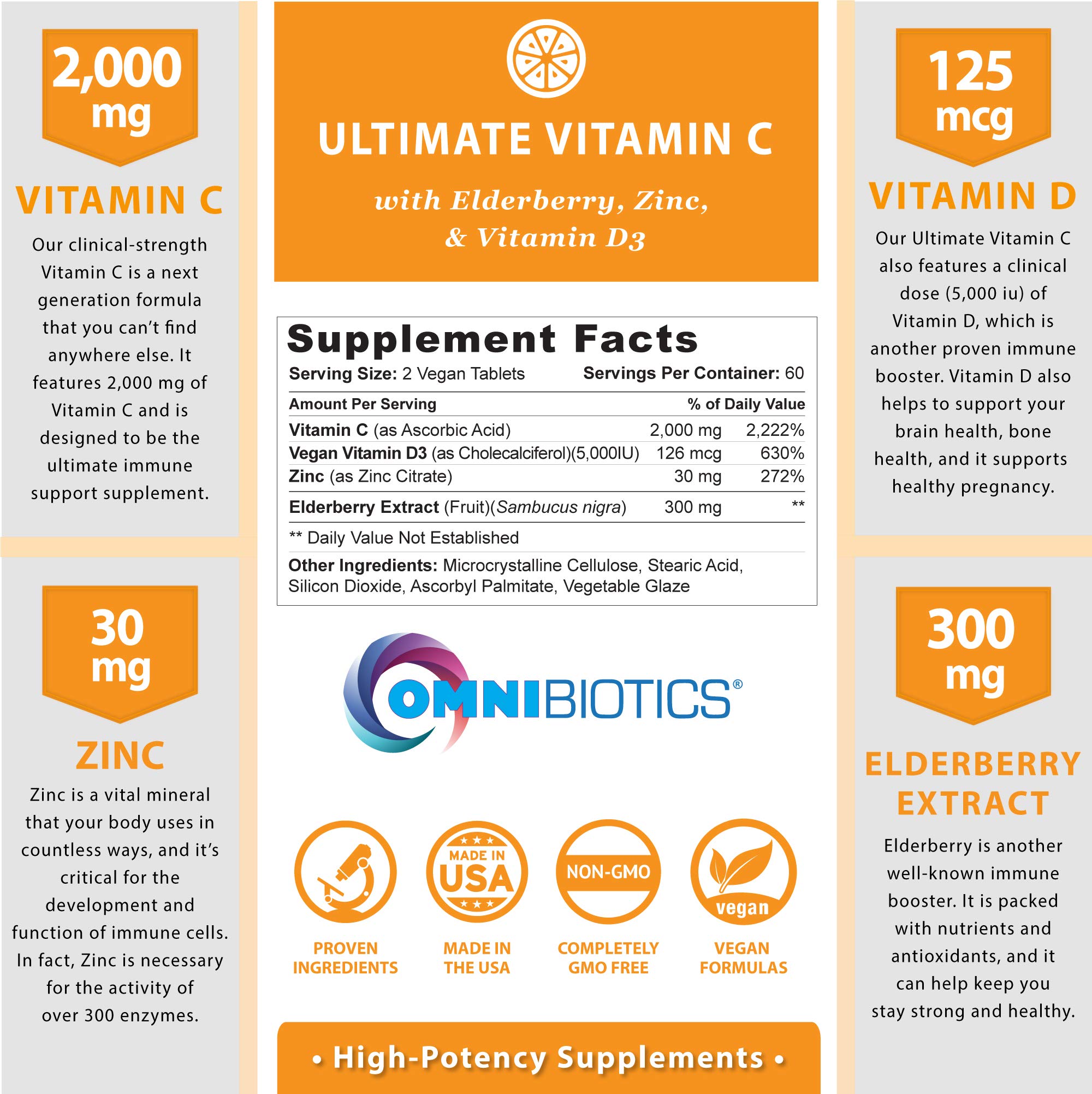 Foto 3 pulgar | Suplemento Omnibiotics Ultimate Vitamina C 2000 Mg Con Zinc 120 Comprimidos - Venta Internacional.