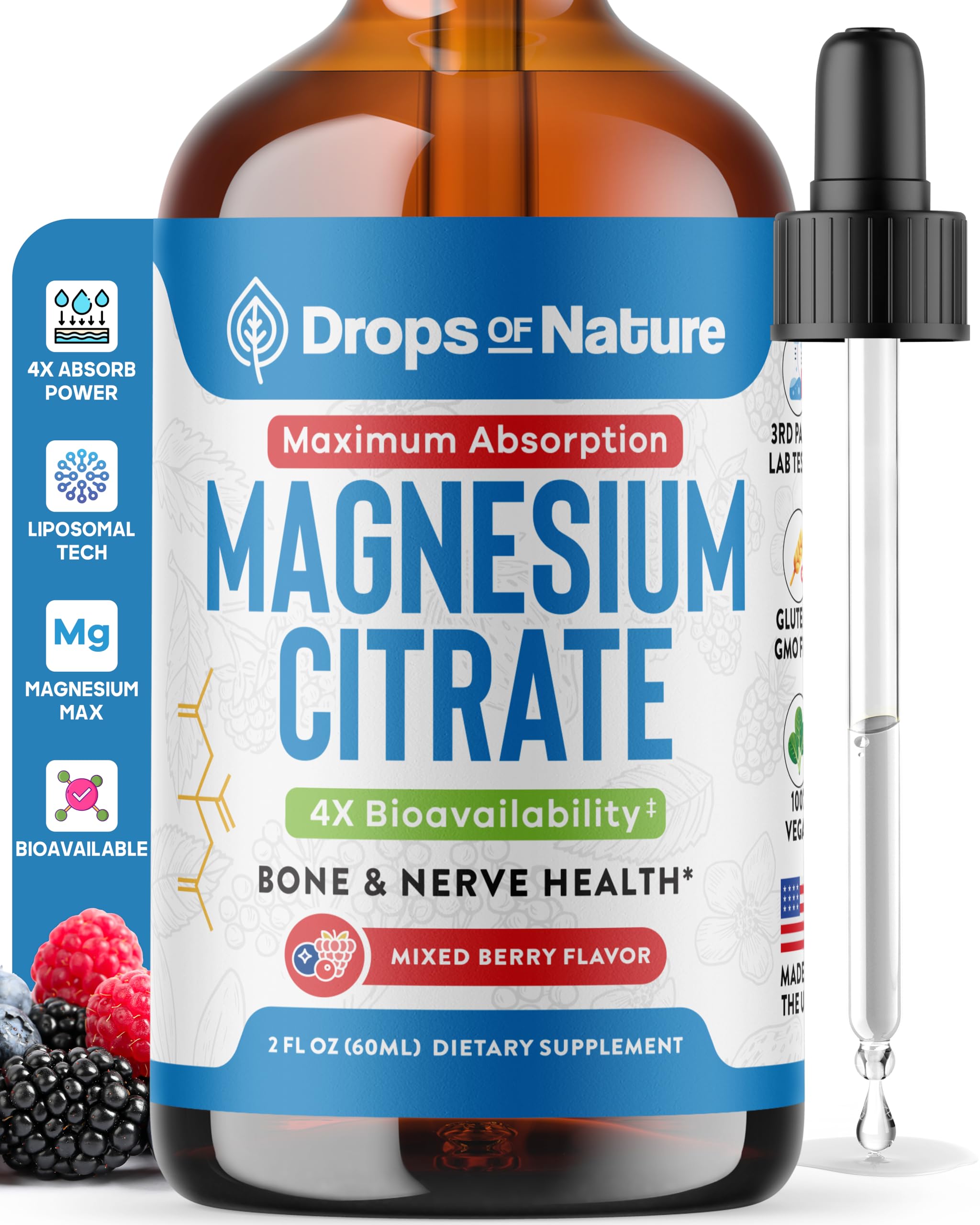 Foto 2 pulgar | Suplemento Líquido De Citrato De Magnesio En Gotas  150 Mg  60 Ml  Vegano - Venta Internacional.