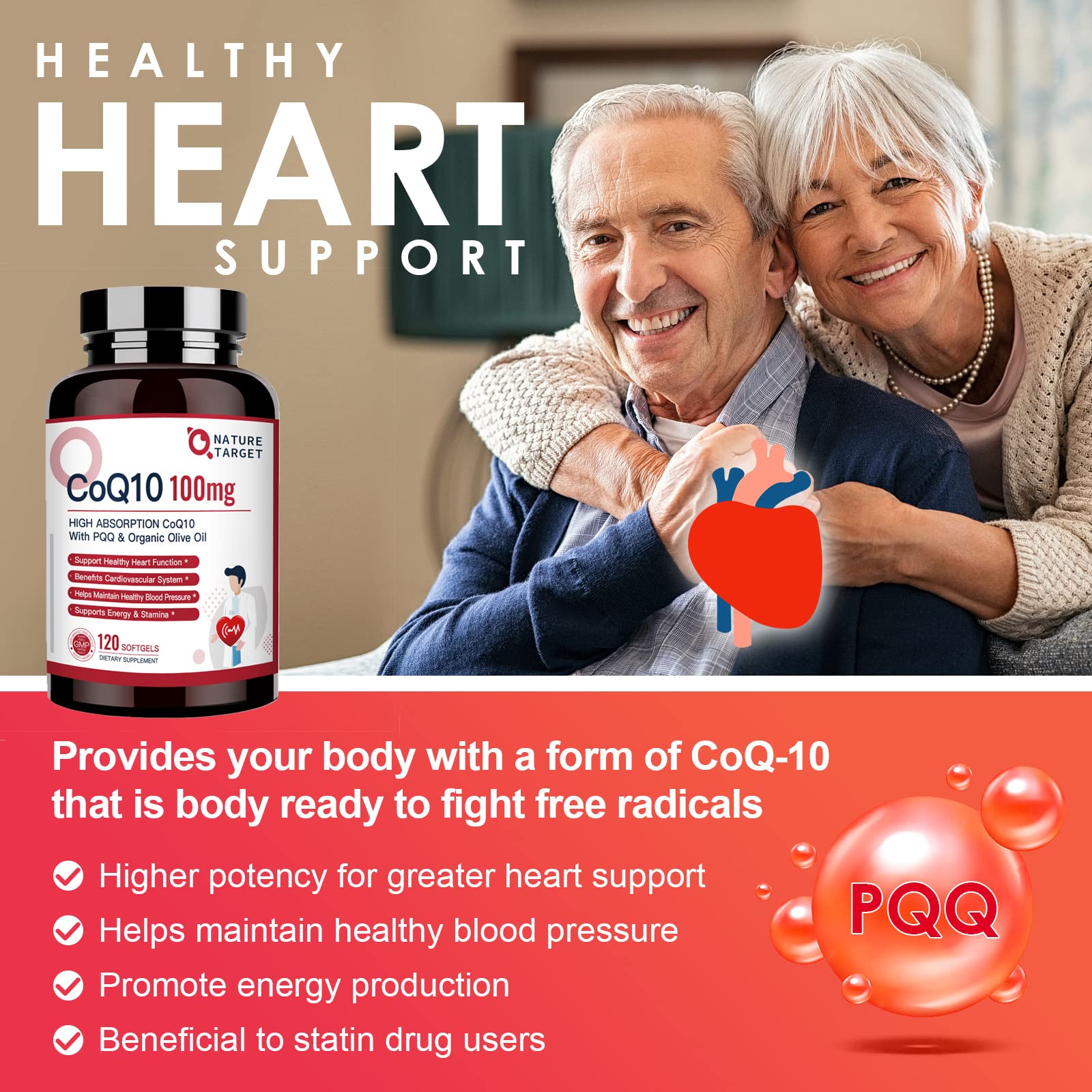 Foto 4 pulgar | Complemente Las Cápsulas Blandas Nature Target Coq10-100 Mg Con 10 Mg De Pqq - Venta Internacional.
