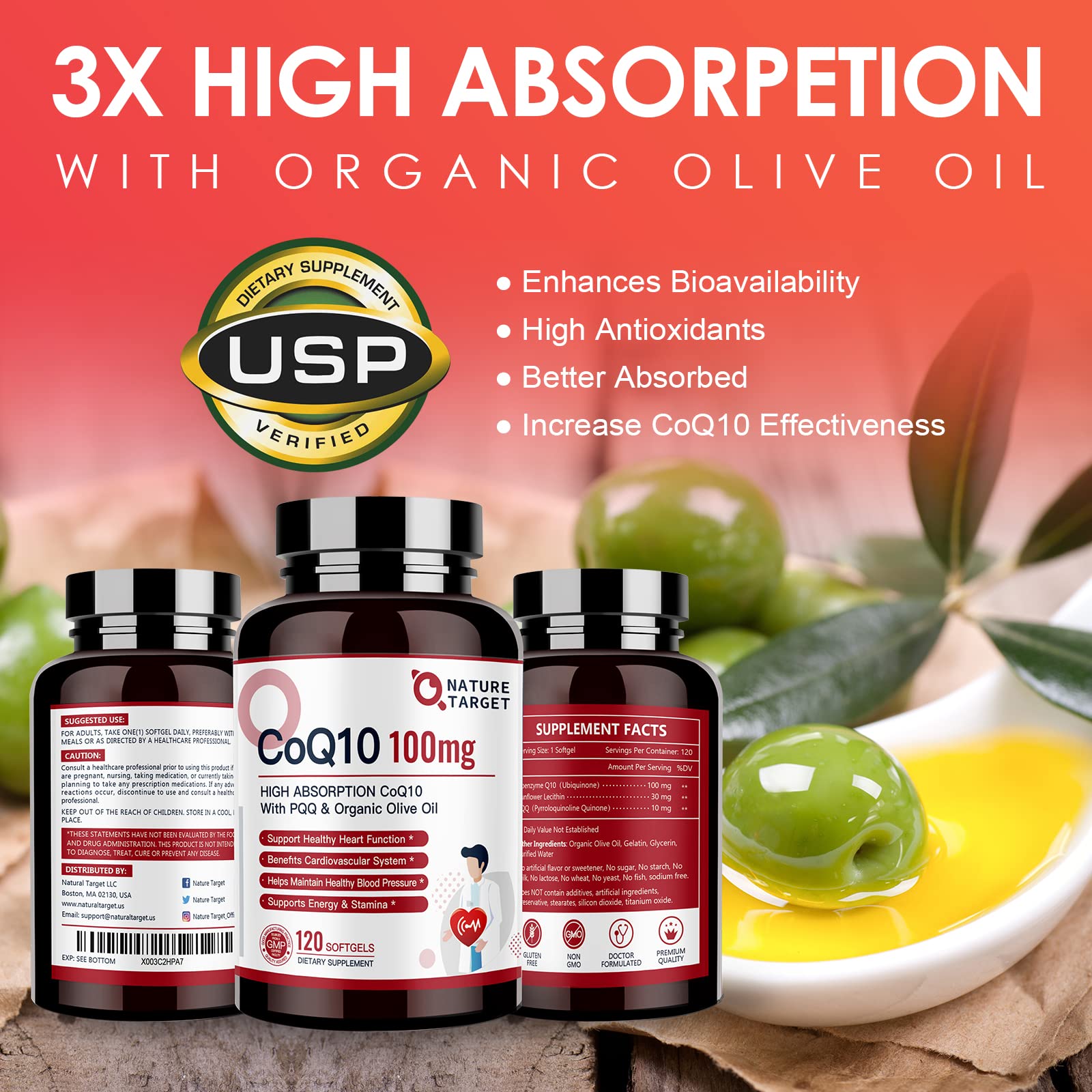 Foto 5 | Complemente Las Cápsulas Blandas Nature Target Coq10-100 Mg Con 10 Mg De Pqq - Venta Internacional.