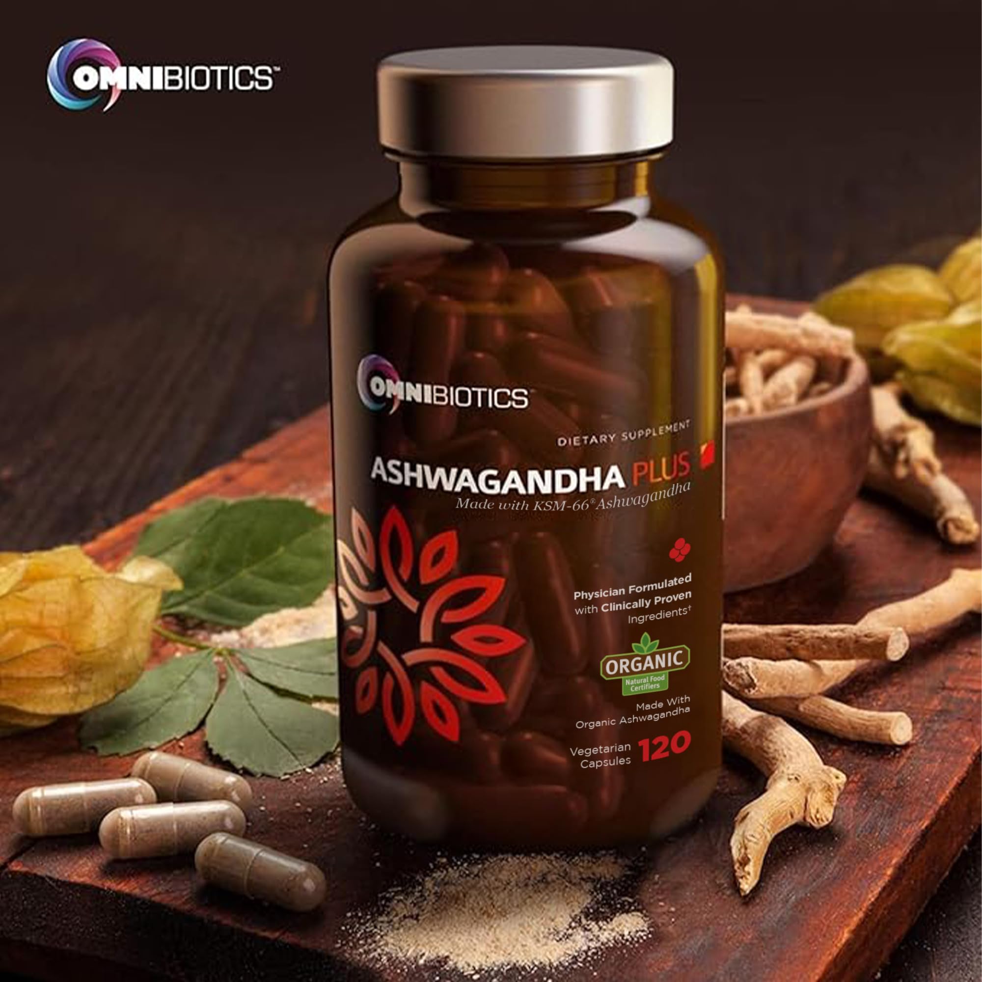 Foto 4 pulgar | Suplemento Omnibiotics De Ashwagandha Orgánica 1300 Mg 120 Cápsulas - Venta Internacional.