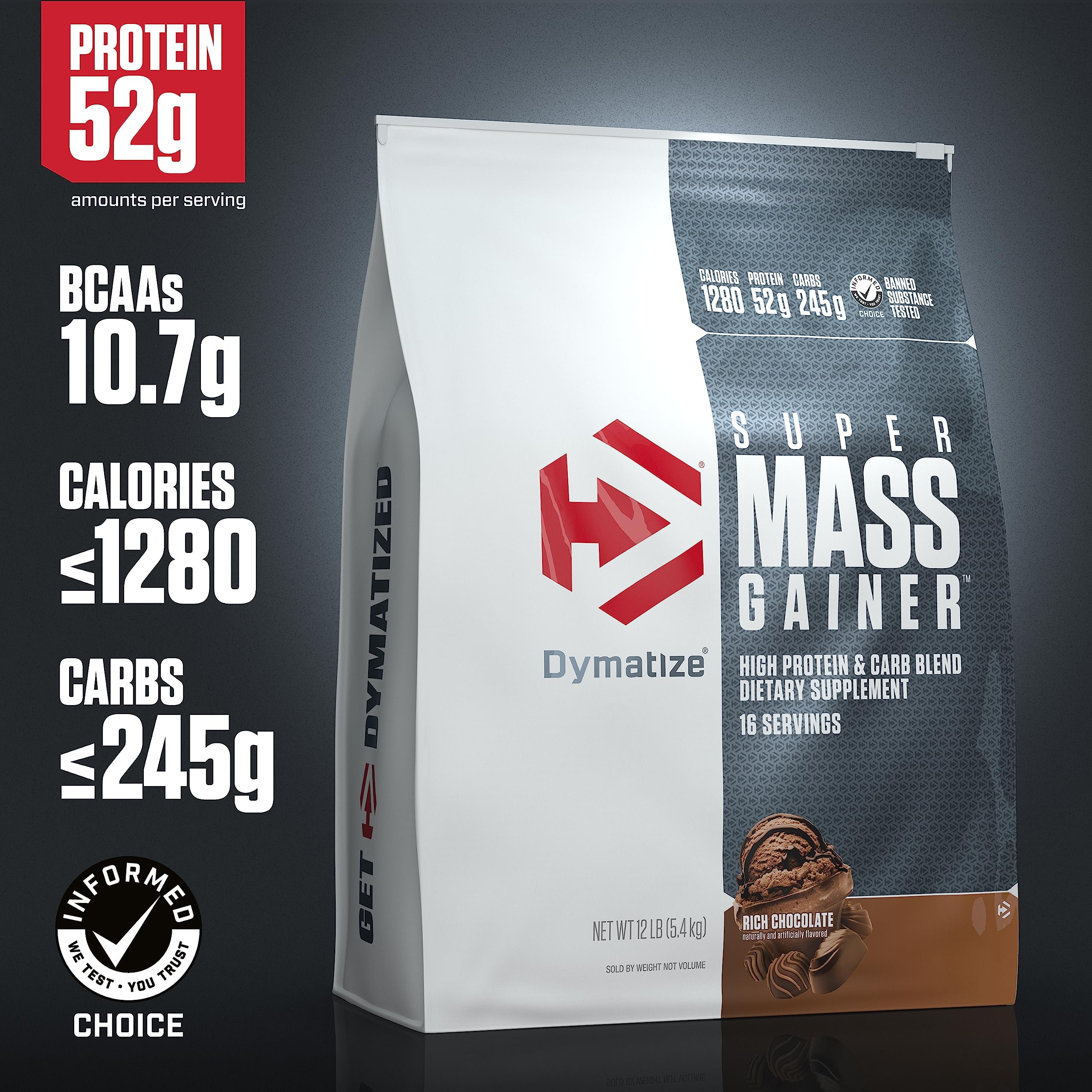 Foto 3 pulgar | Proteína En Polvo Dymatize Super Mass Gainer Rich Chocolate - Venta Internacional.