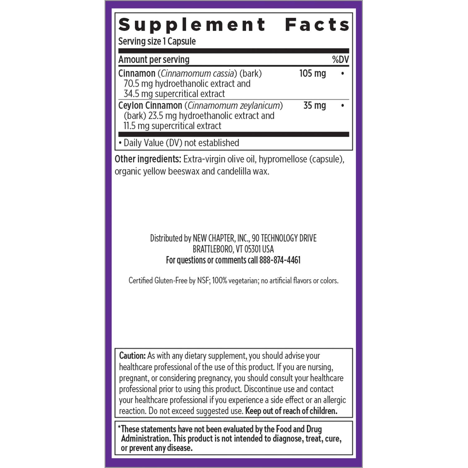 Foto 7 pulgar | Suplemento New Chapter Cinnamon Force Antioxidant 30 Cápsulas - Venta Internacional.
