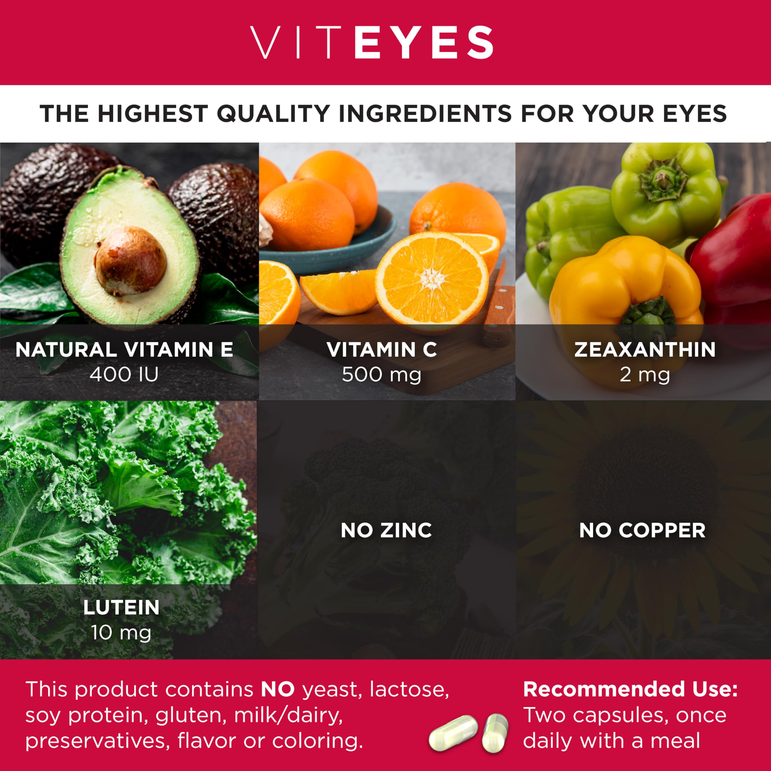 Foto 3 | Suplementos Viteyes Areds 2  Soporte Macular Sin Zinc  180 Unidades - Venta Internacional.