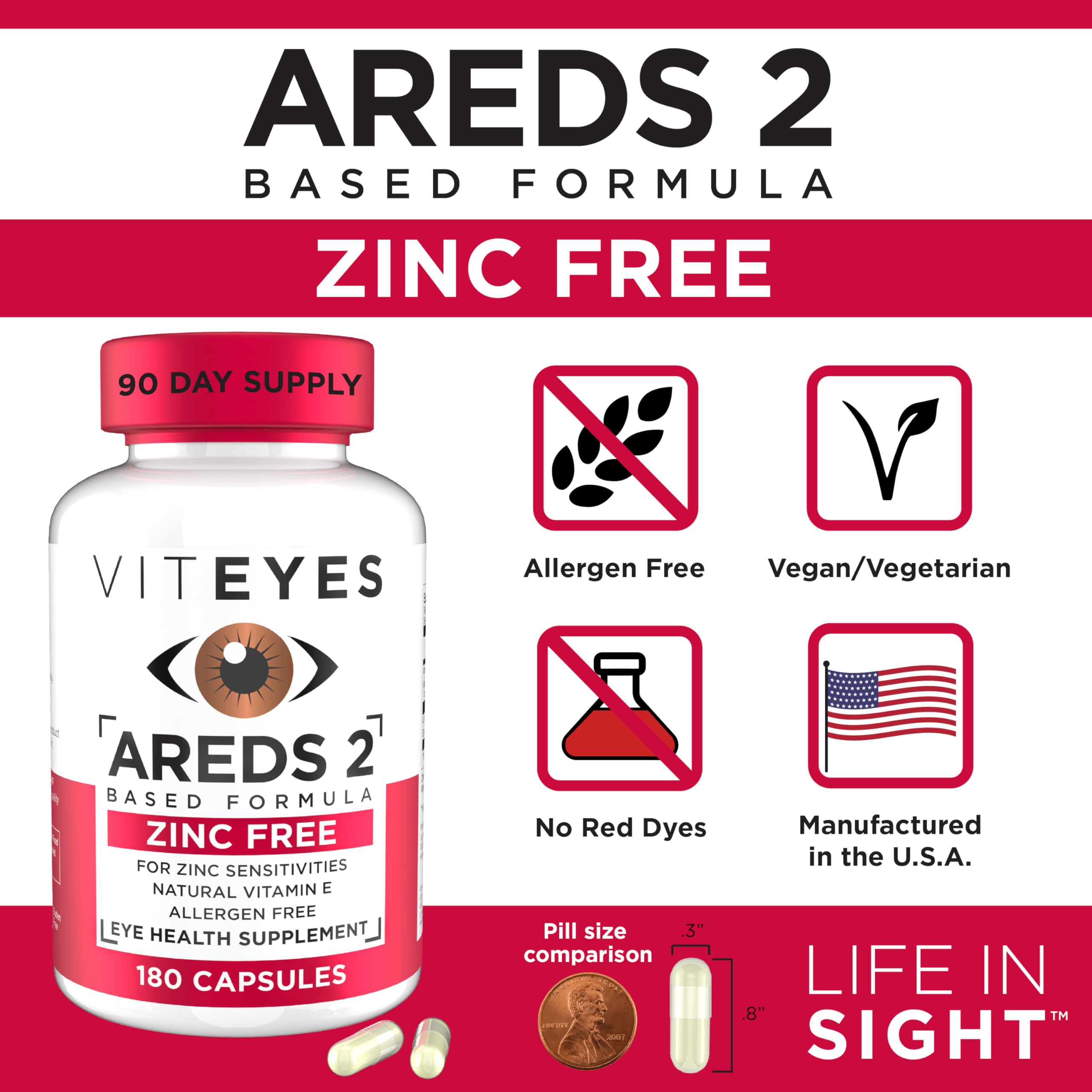 Foto 5 pulgar | Suplementos Viteyes Areds 2  Soporte Macular Sin Zinc  180 Unidades - Venta Internacional.