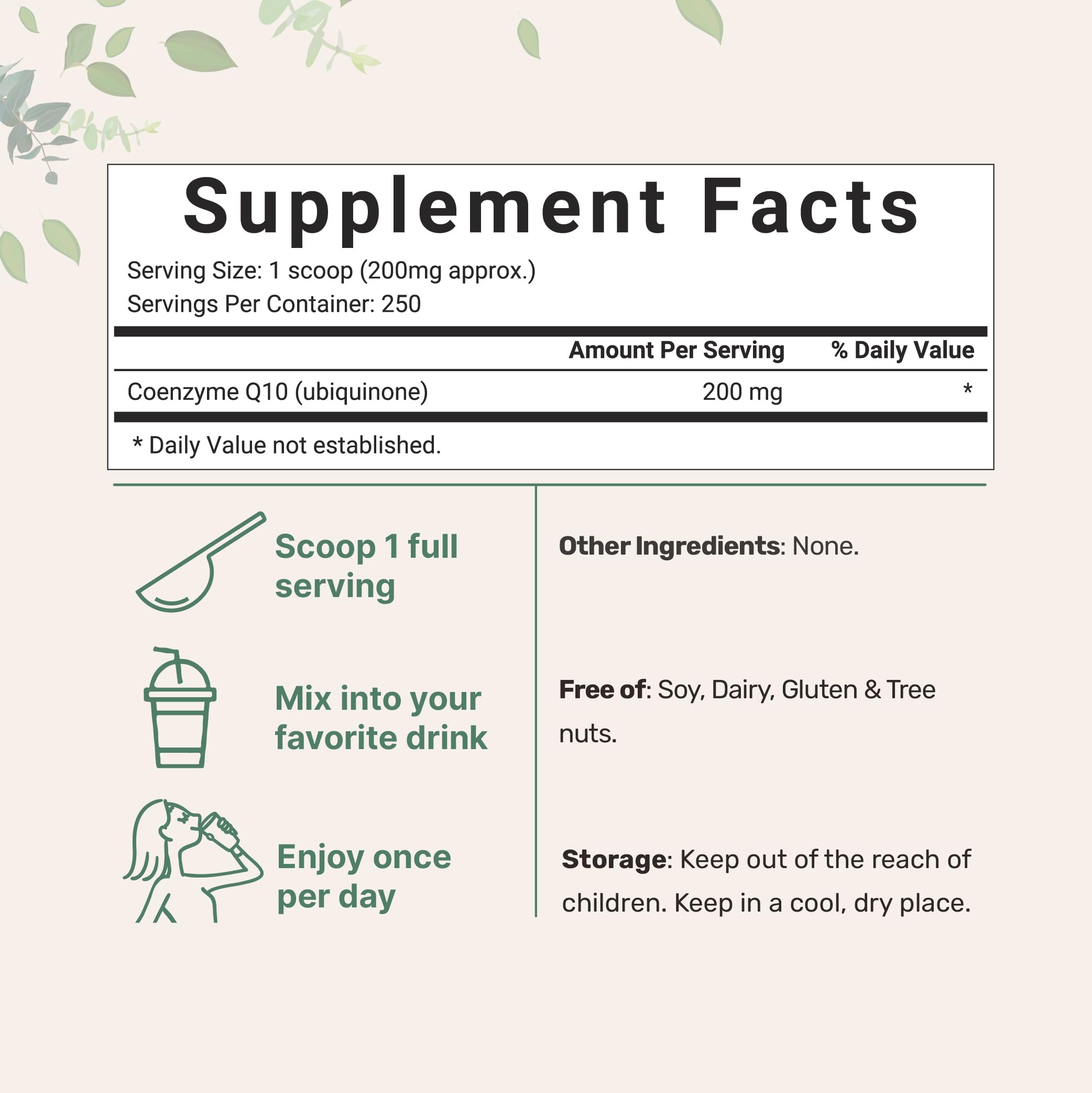 Foto 3 pulgar | Suplemento Con Microingredientes  Coq10  200 Mg  50 G  En Polvo  Vegano - Venta Internacional.