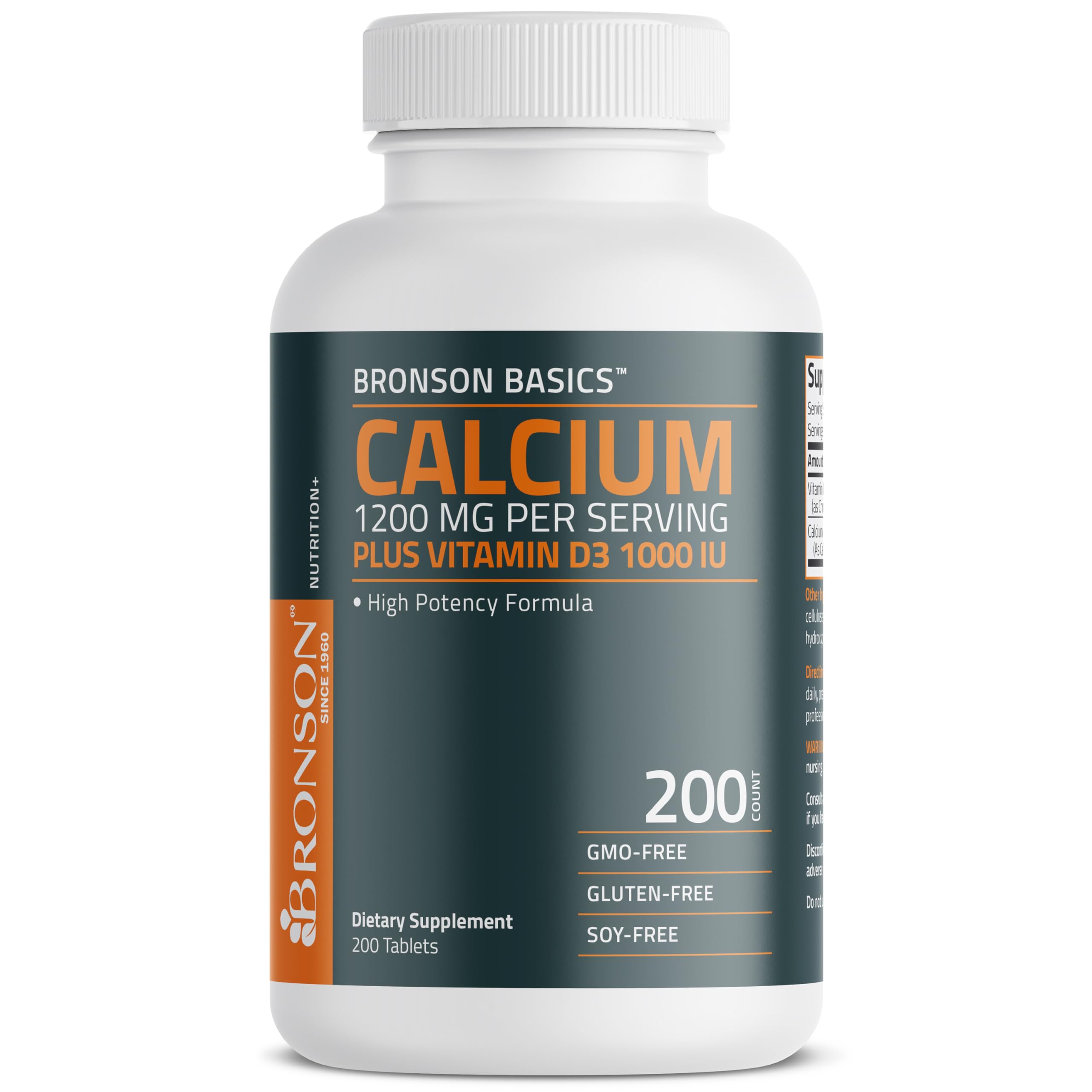 Foto 2 pulgar | Suplemento Bronson Calcium 1200 Mg Con Vitamina D3 1000 Ui 200 Tabletas - Venta Internacional.