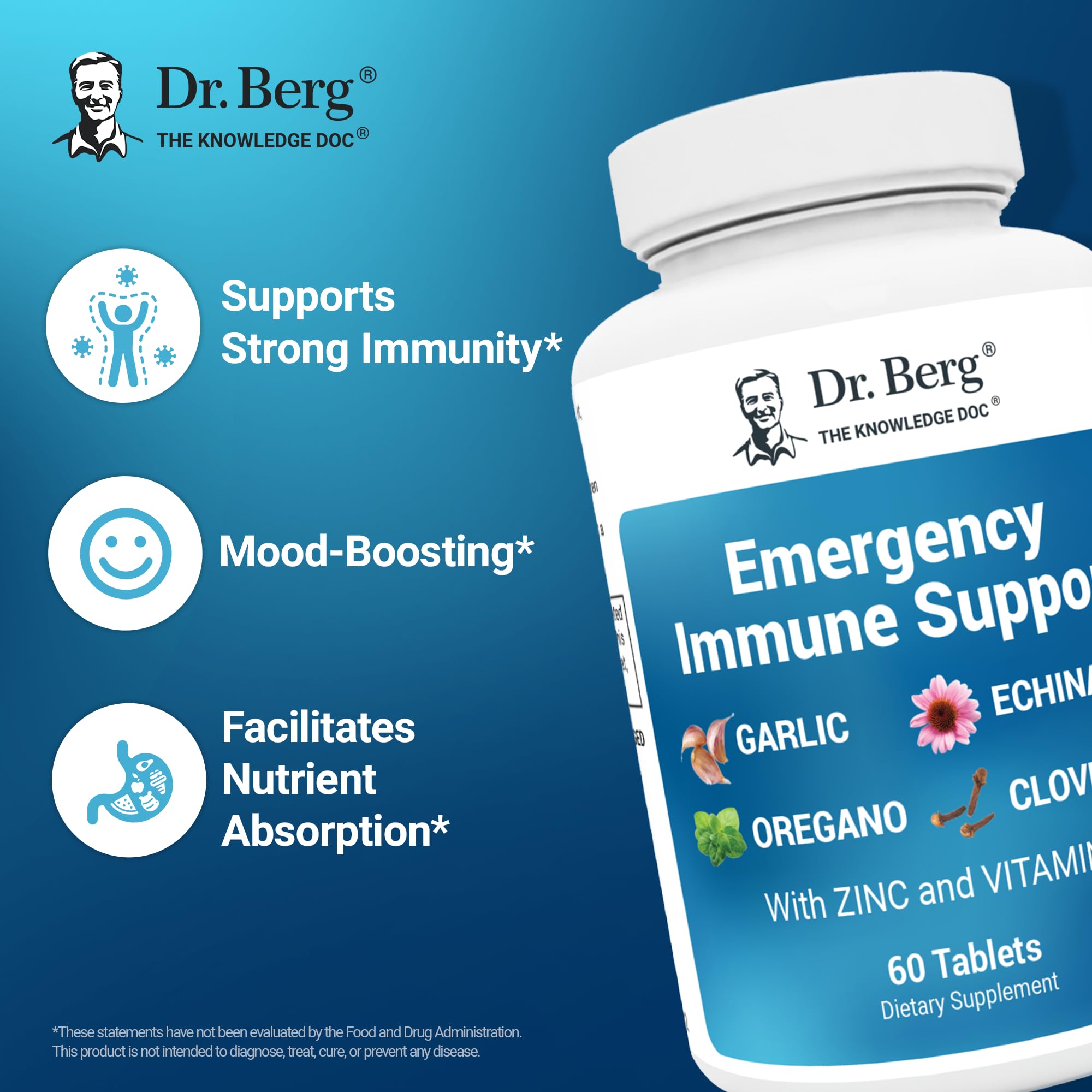 Foto 4 pulgar | Complemente El Dr. Berg Emergency Immune Support Con 60 Tabletas De Equinácea - Venta Internacional.
