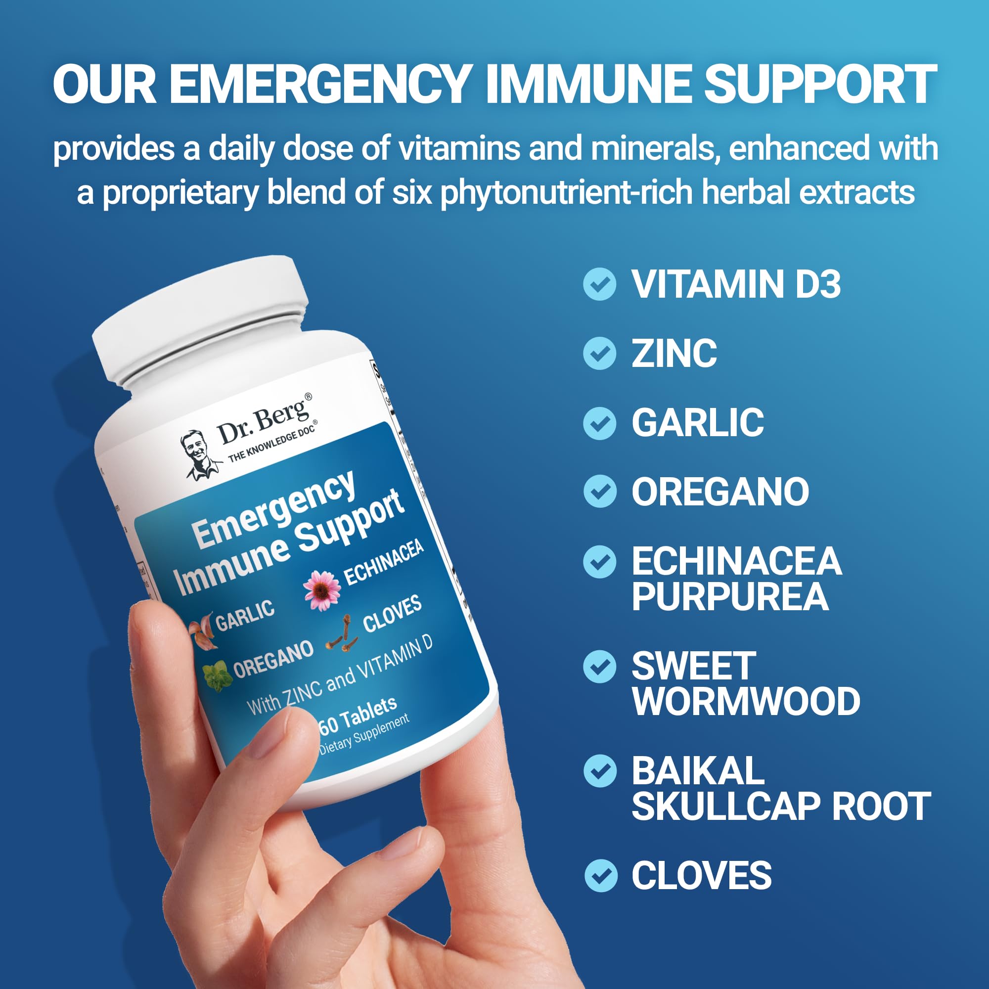 Foto 6 | Complemente El Dr. Berg Emergency Immune Support Con 60 Tabletas De Equinácea - Venta Internacional.