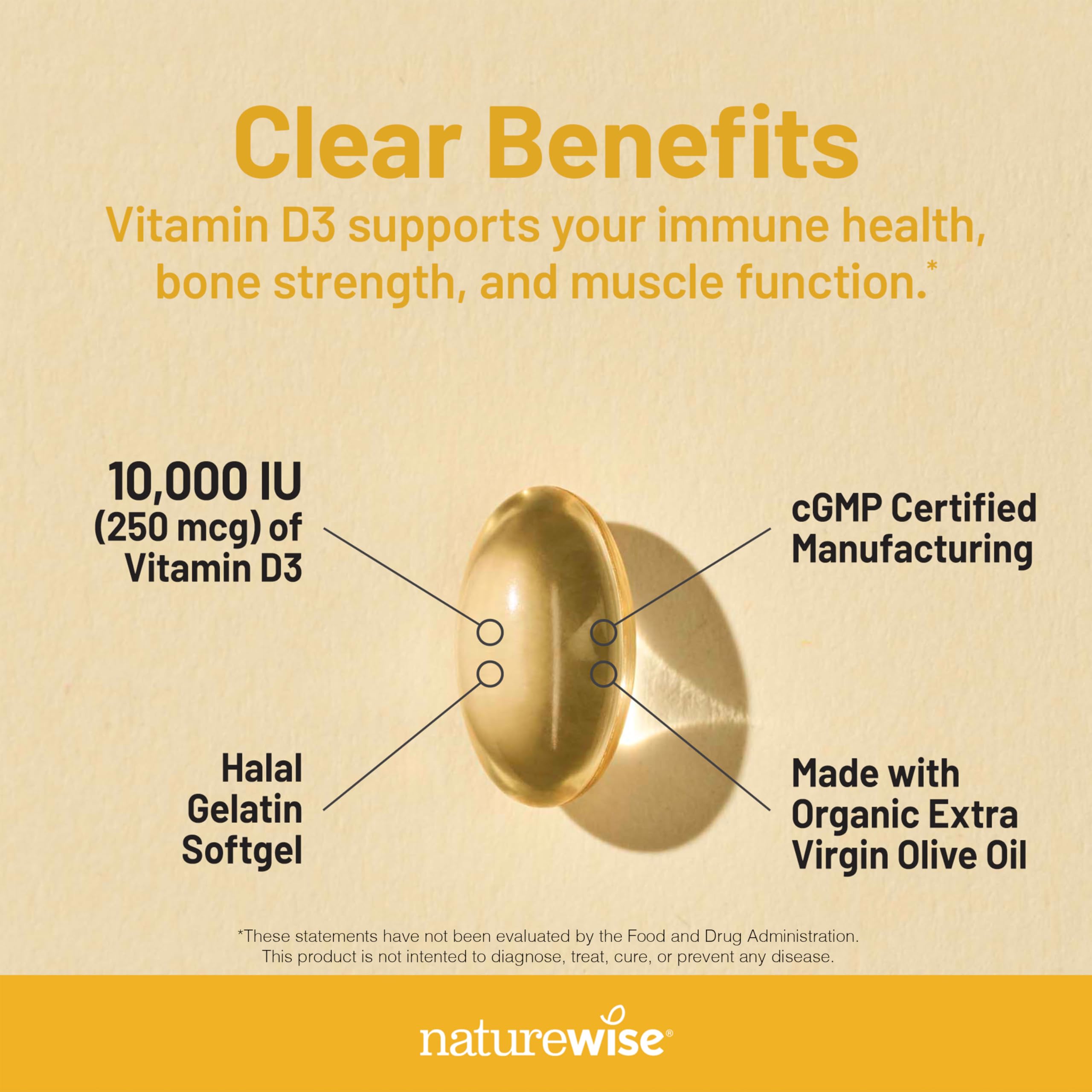 Foto 4 pulgar | Suplemento De Vitamina D3 Naturewise  10 000 Ui  30 Cápsulas Blandas - Venta Internacional.