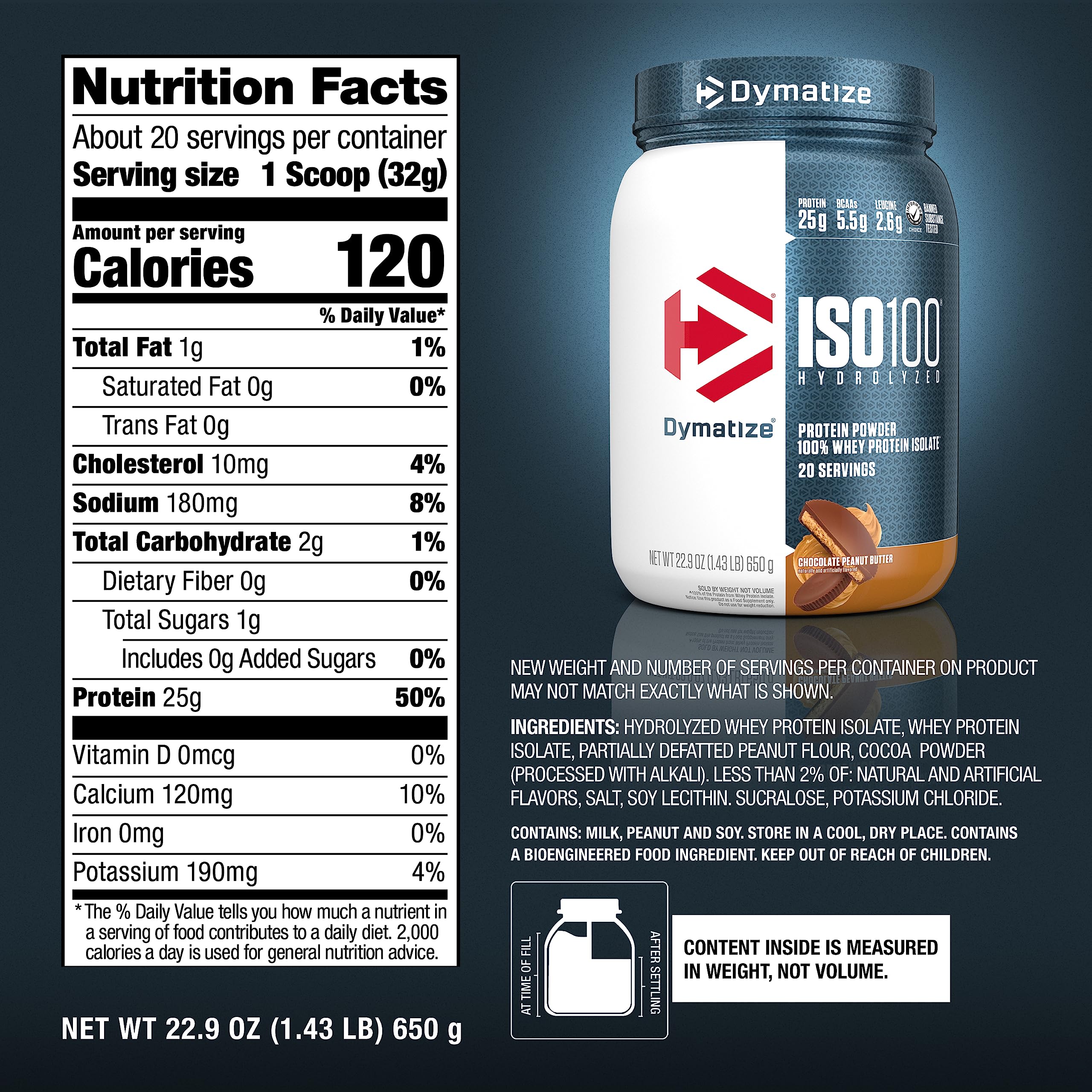 Foto 7 pulgar | Proteína En Polvo Dymatize Iso100 Whey Isolate Chocolate 20sv - Venta Internacional.