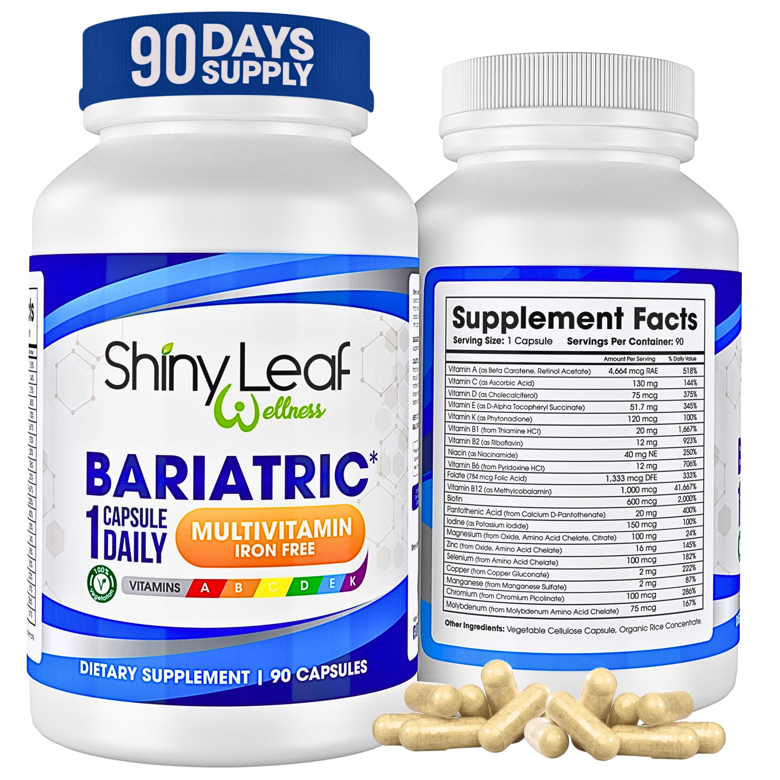 Foto 2 pulgar | Multivitamínico Bariátrico Shiny Leaf Sin Hierro 90 Cápsulas - Venta Internacional.