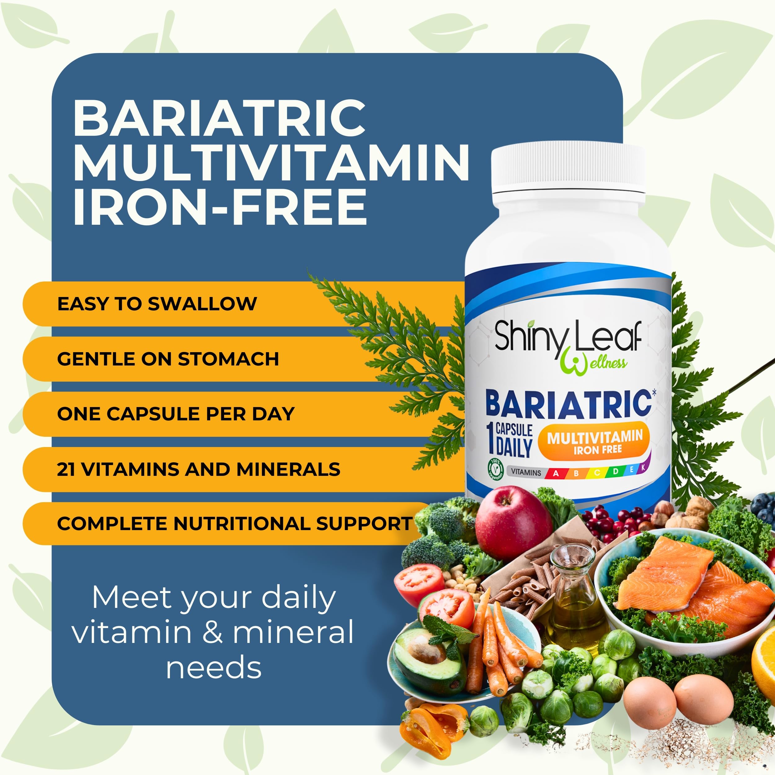 Foto 3 | Multivitamínico Bariátrico Shiny Leaf Sin Hierro 90 Cápsulas - Venta Internacional.