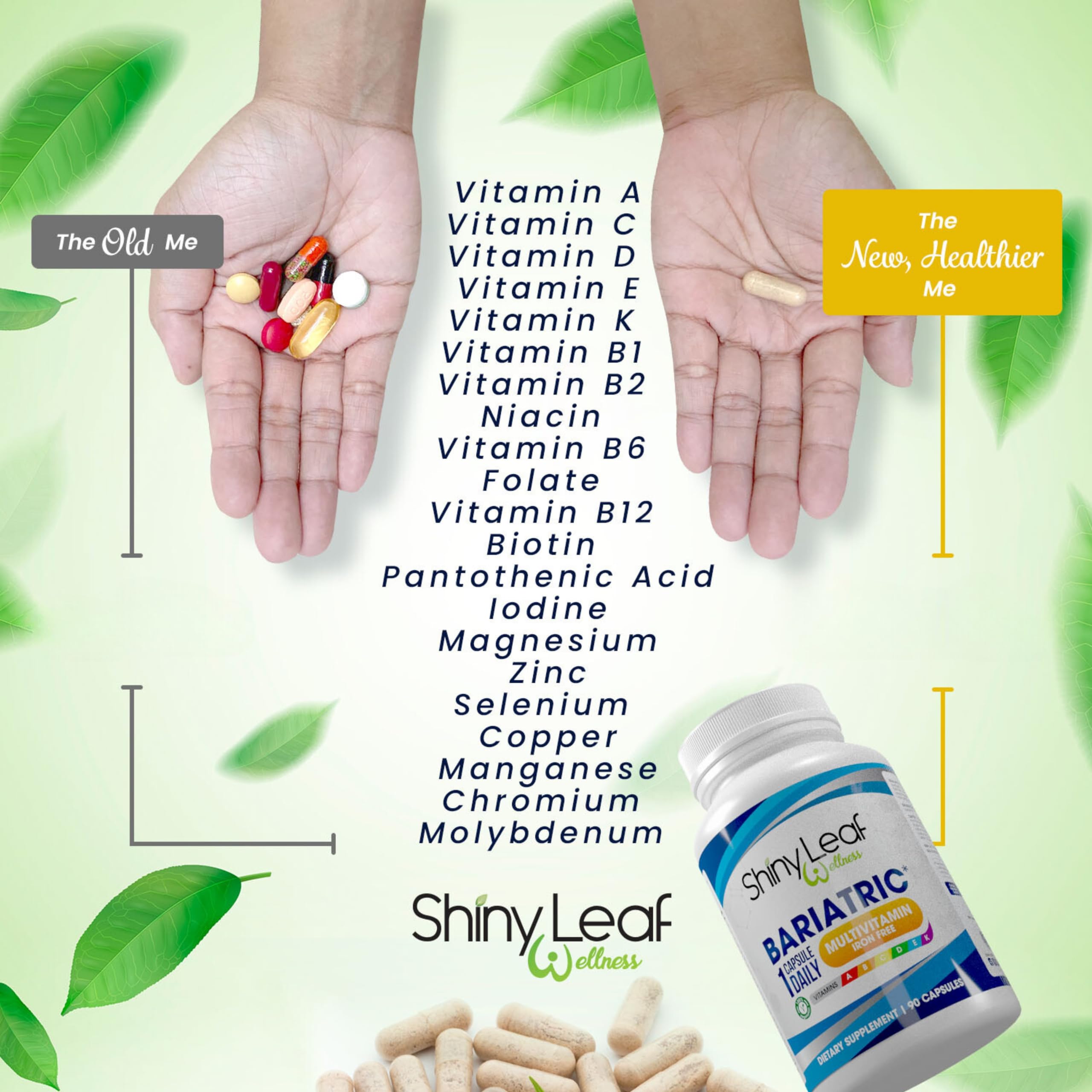 Foto 7 | Multivitamínico Bariátrico Shiny Leaf Sin Hierro 90 Cápsulas - Venta Internacional.