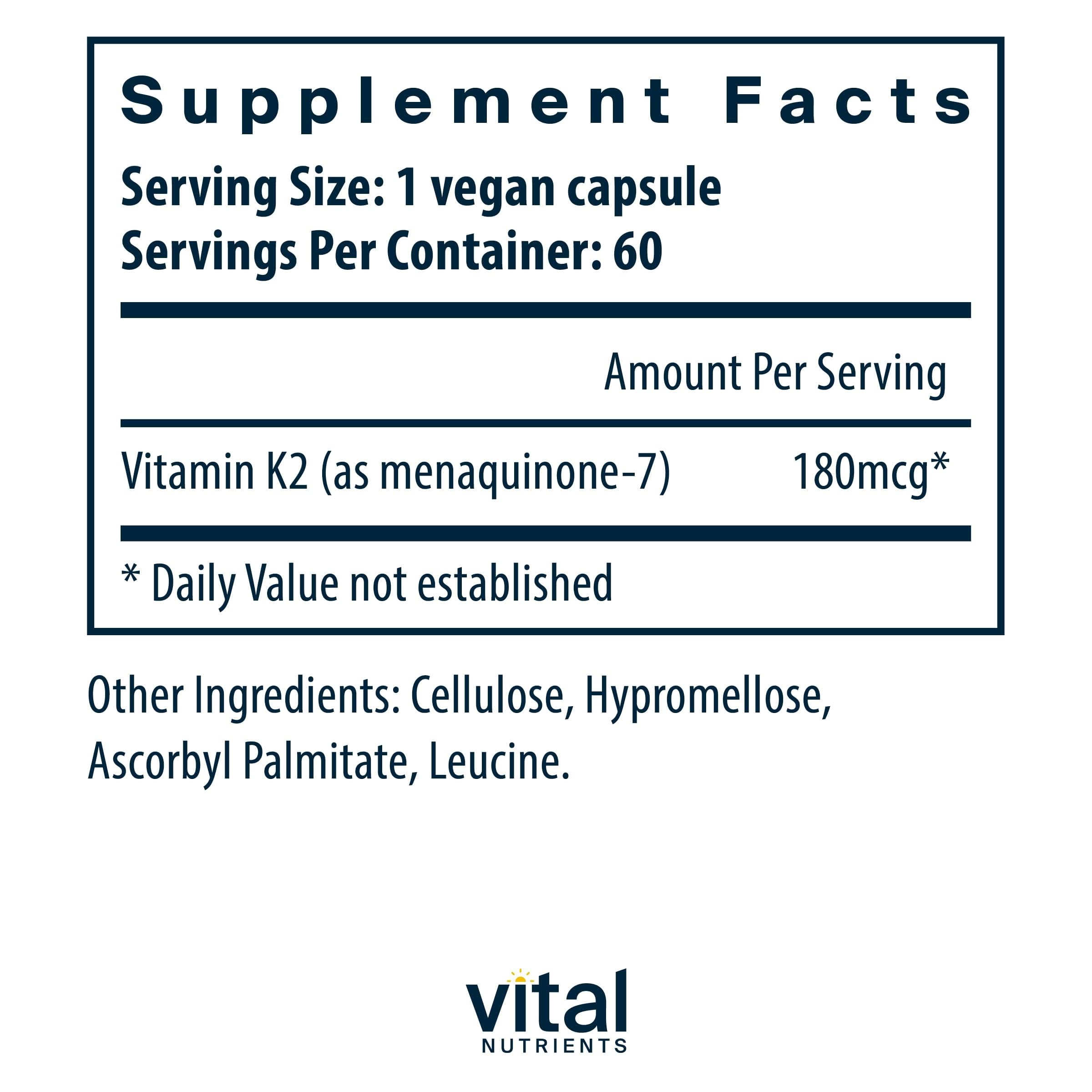 Foto 3 pulgar | Suplemento Alimenticio Vital Nutrients Vitamina K2-7 60 Cápsulas - Venta Internacional