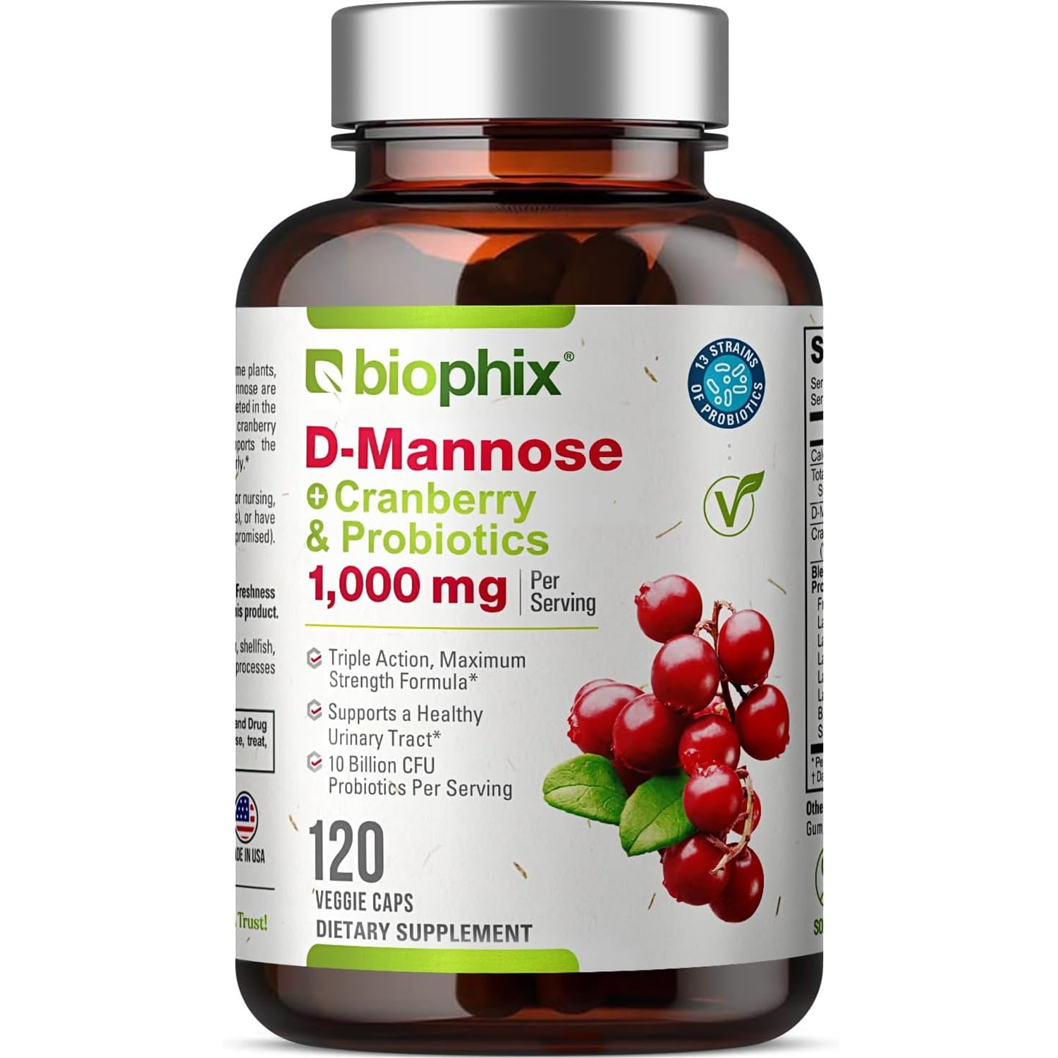 Foto 2 pulgar | Suplemento Biophix De D-manosa En Cápsulas De 1000 Mg Con Arándano Y Probióticos - Venta Internacional.