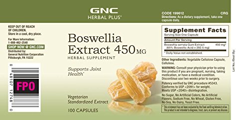 Foto 4 pulgar | Suplemento De Extracto De Boswellia Gnc Herbal Plus 450 Mg 100 Comprimidos - Venta Internacional.