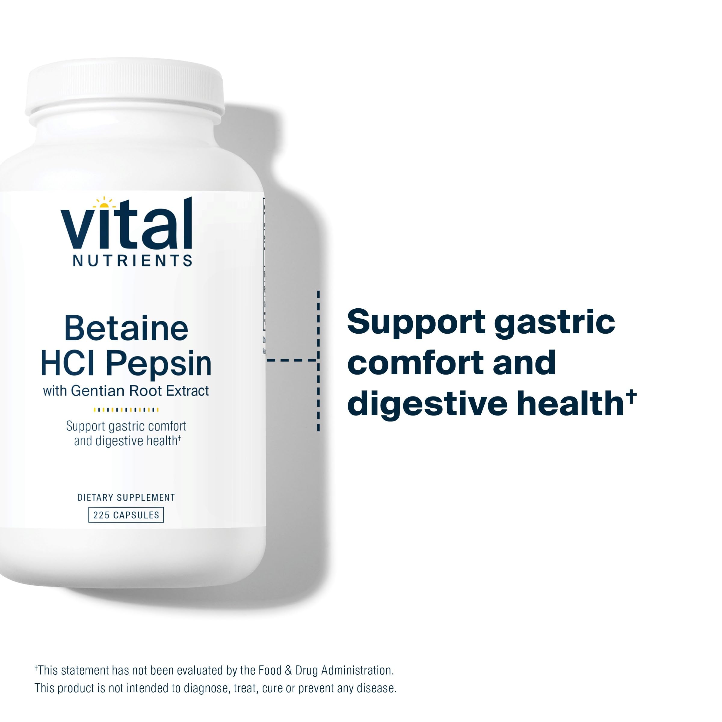 Foto 3 | Suplemento Vital Nutrients  Betaína Hcl y Pepsina  225 Cápsulas - Venta Internacional