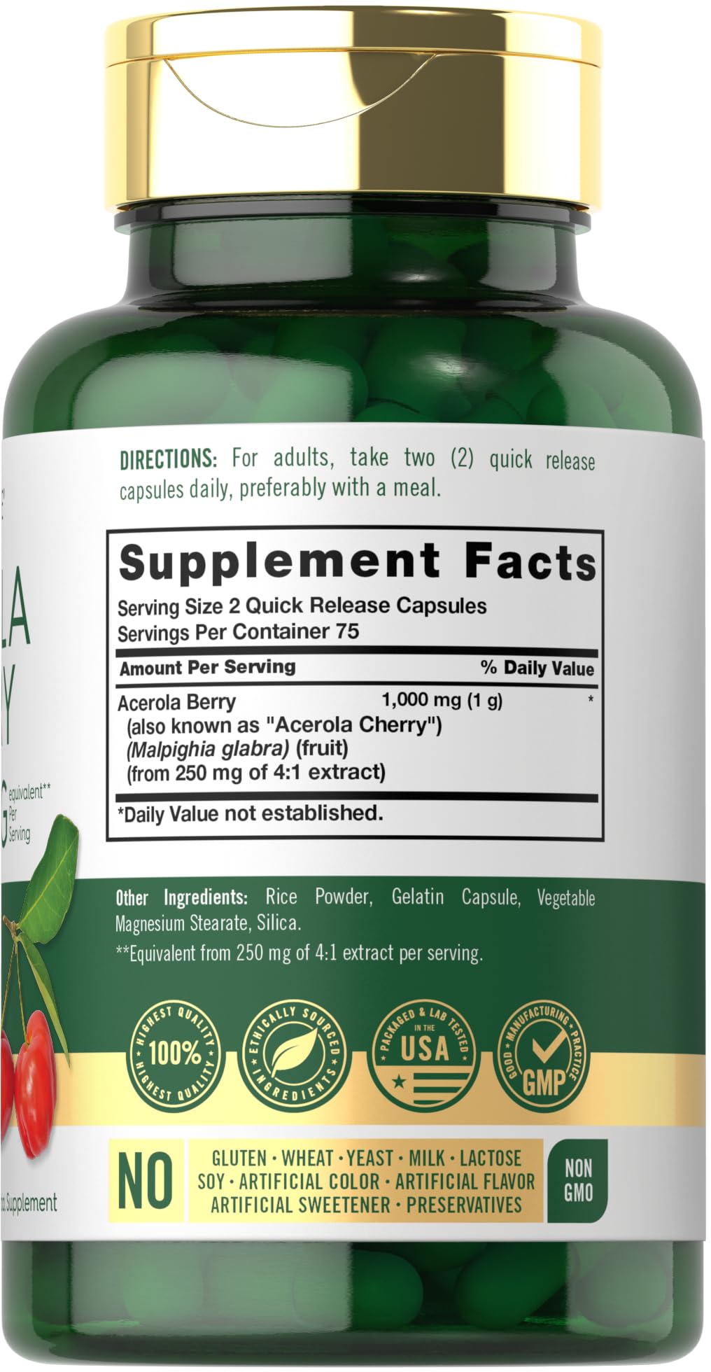 Foto 3 pulgar | Suplemento Carlyle  Acerola Y Cereza  Cápsulas De 1000 Mg  150 Unidades - Venta Internacional.