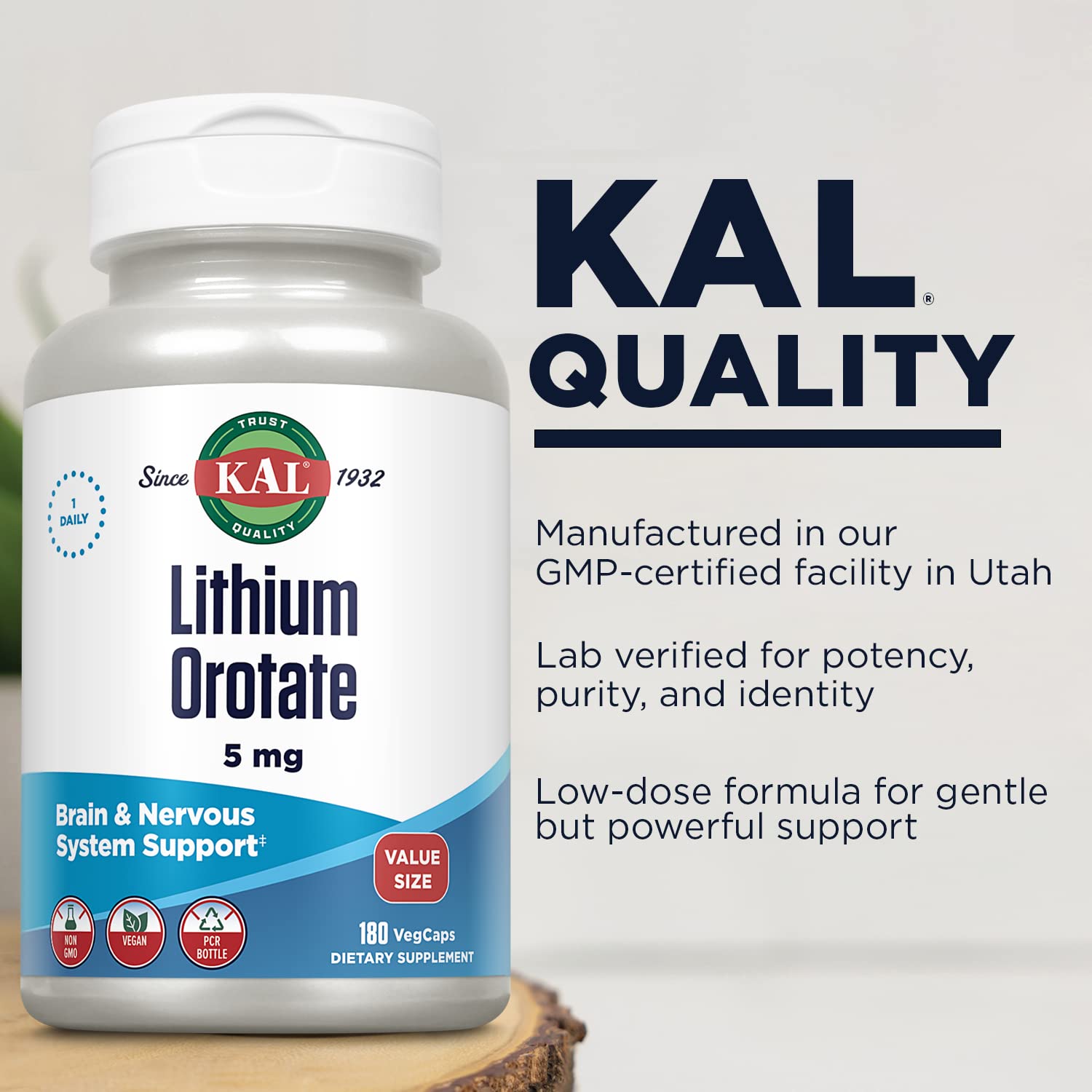 Foto 5 pulgar | Suplemento de Orotato de Litio Kal de 5 mg 180 Cápsulas Vegetales - Venta Internacional