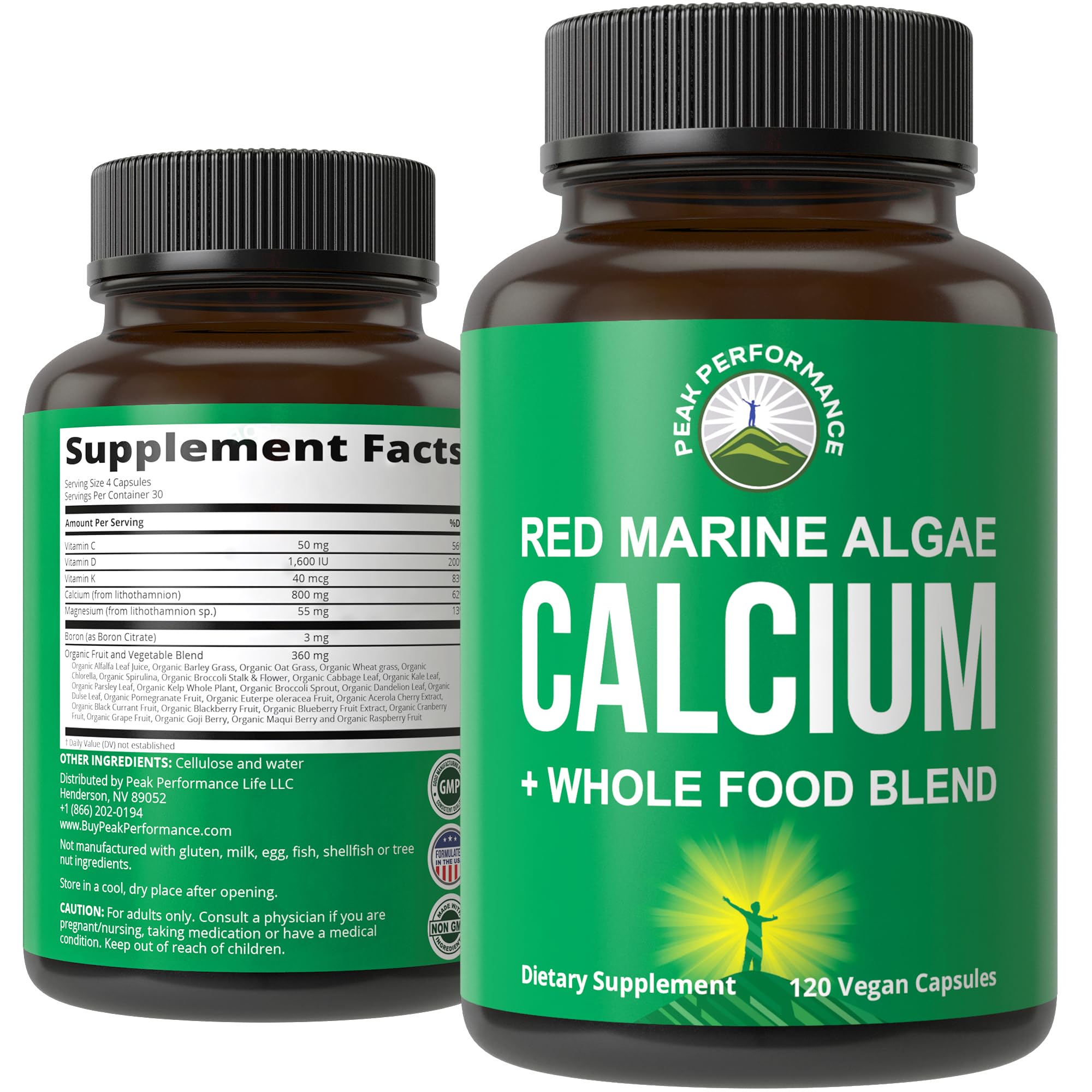 Foto 2 pulgar | Suplemento De Calcio Peak Performance Red Marine Algae 120 Pastillas - Venta Internacional.