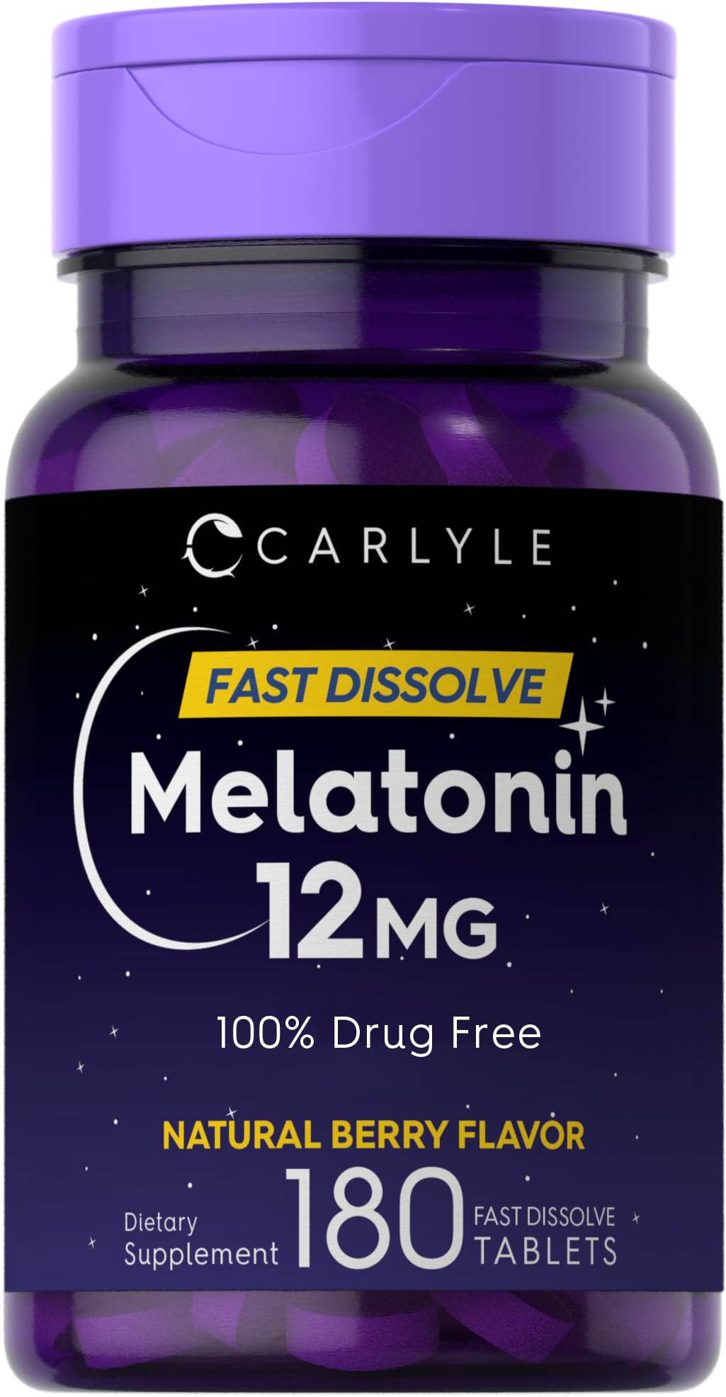 Foto 2 pulgar | Suplemento Carlyle Melatonin 12 Mg De Disolución Rápida  180 Comprimidos - Venta Internacional.