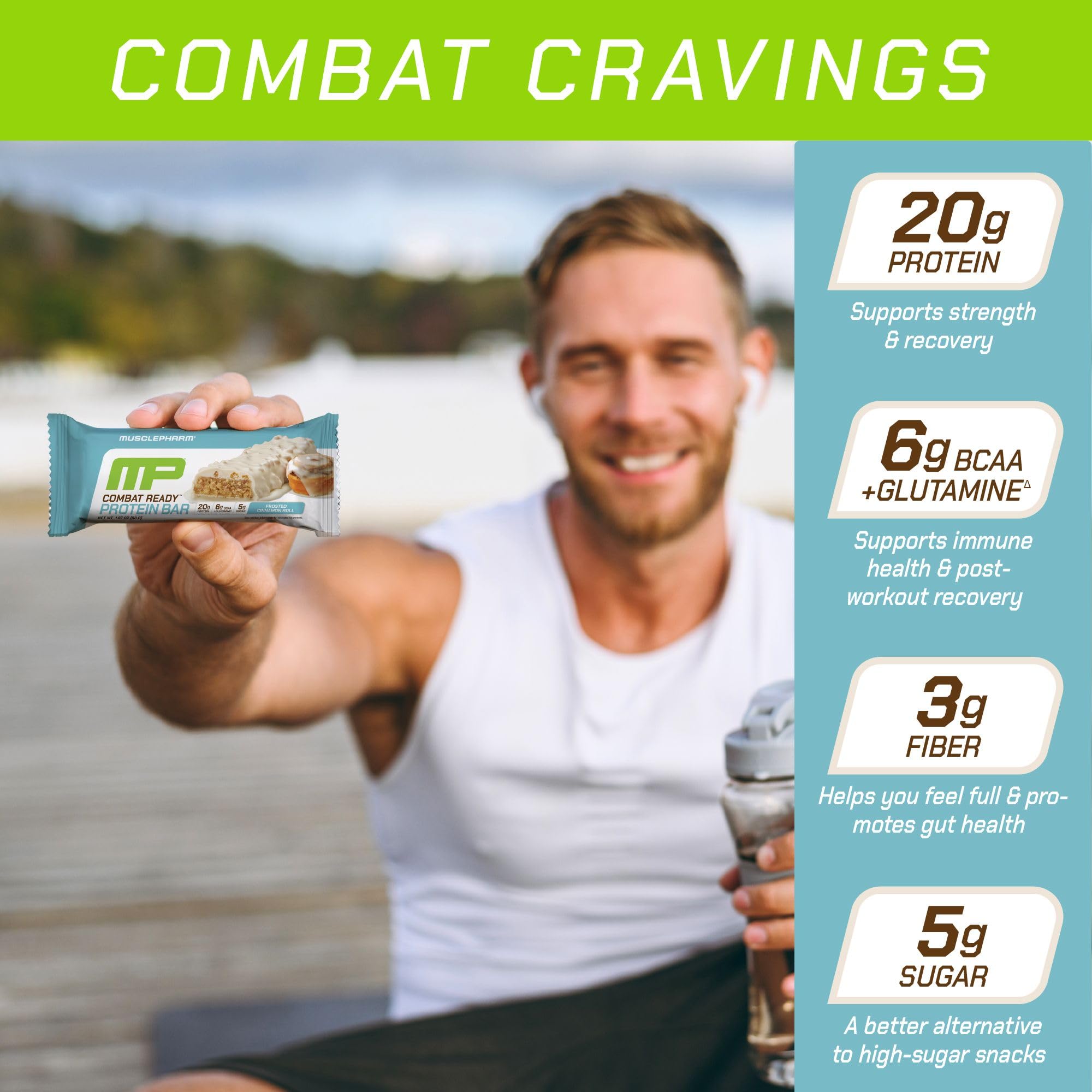 Foto 4 pulgar | Barra de Proteínas Musclepharm Combat Ready Sabor Rollo de Canela 12 Barras - Venta Internacional