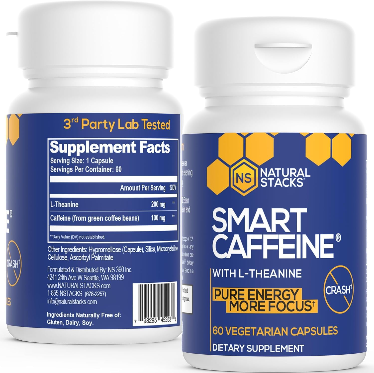 Foto 2 pulgar | Suplemento Natural Stacks Smart Cafeine 100 mg + L-Teanina 200 mg 60 cápsulas - Venta Internacional