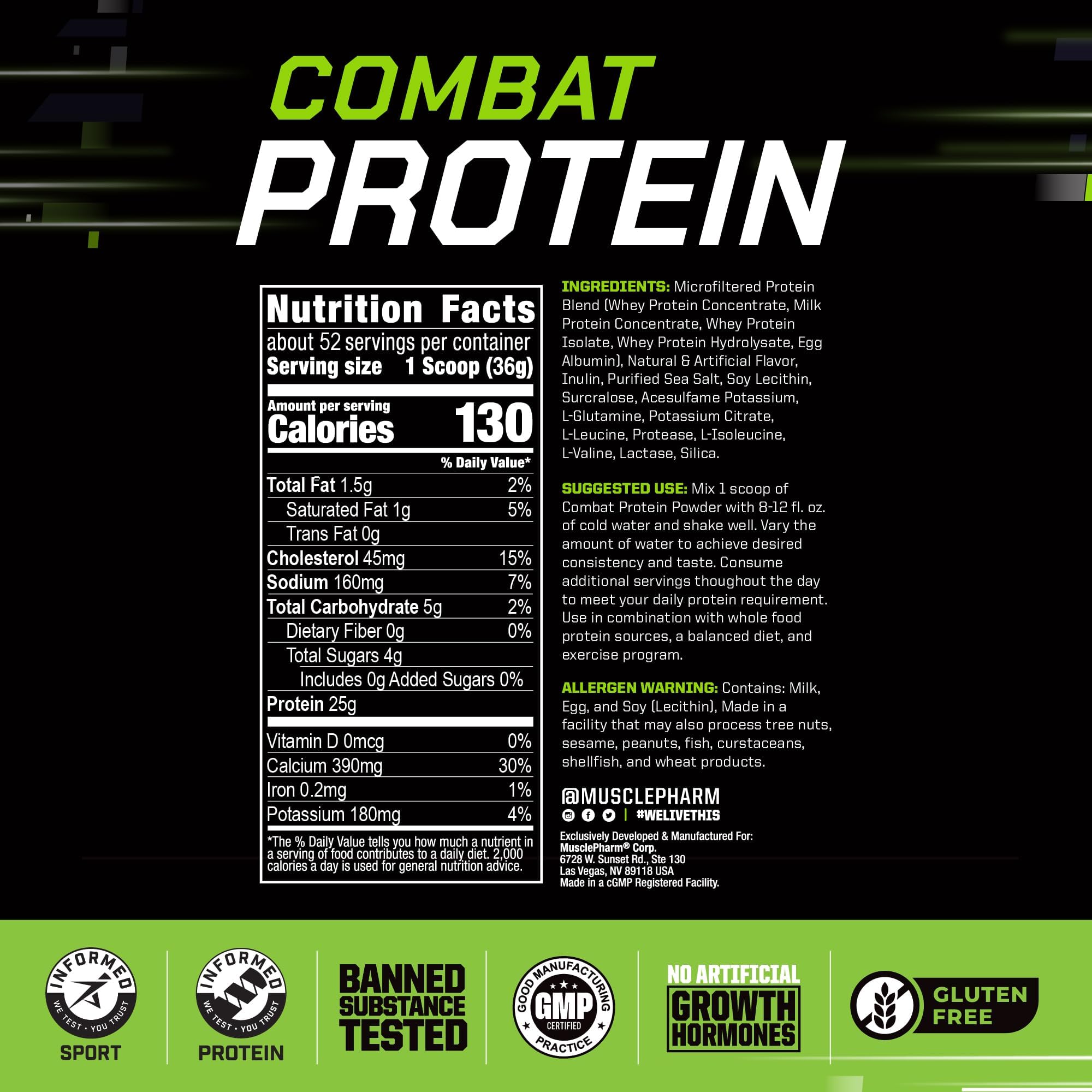 Foto 4 pulgar | Proteína en Polvo Muscle Pharm Combat Sabor Horchata 1.8 kg - Venta Internacional