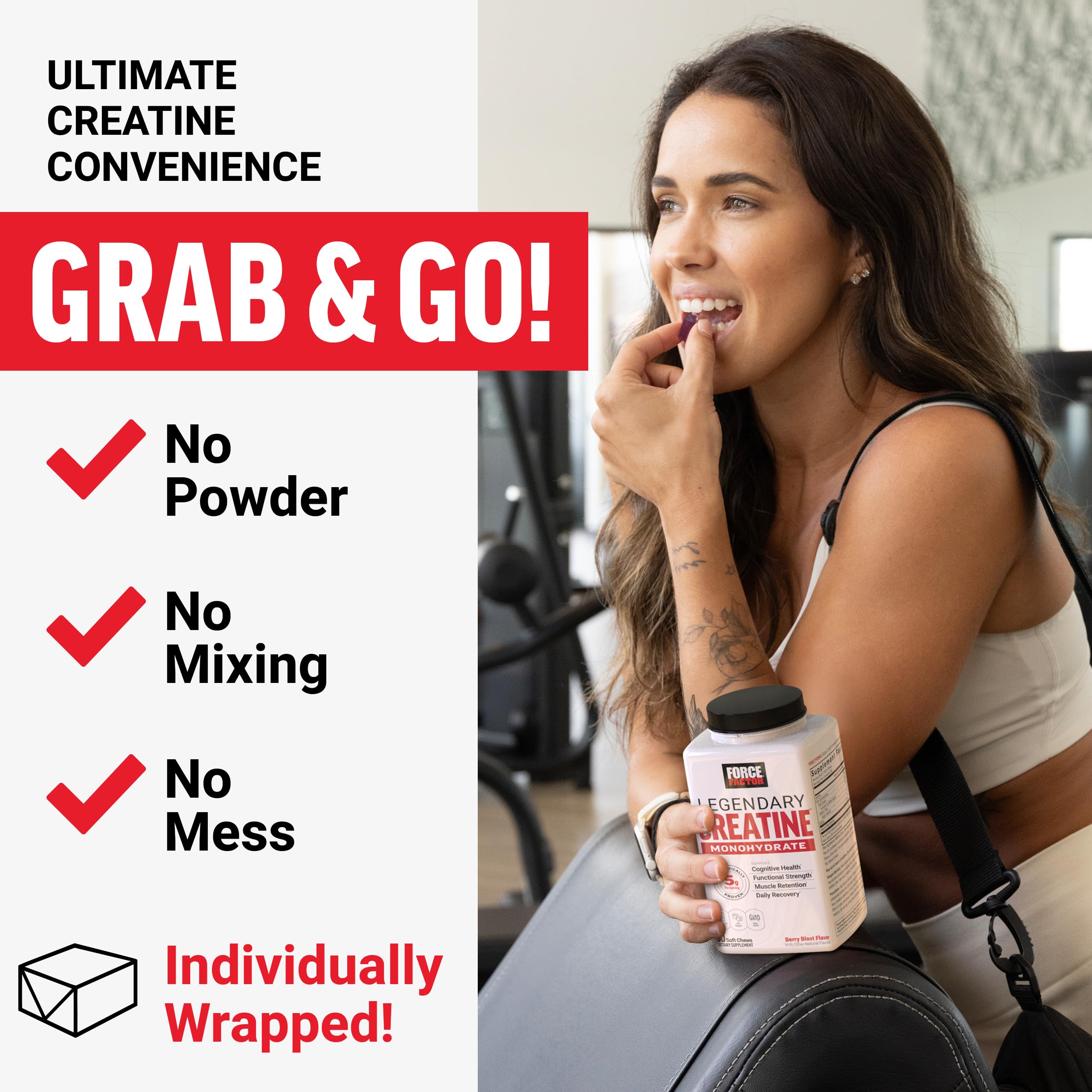 Foto 5 pulgar | Creatina Masticable Force Factor 60 unidades - Venta Internacional