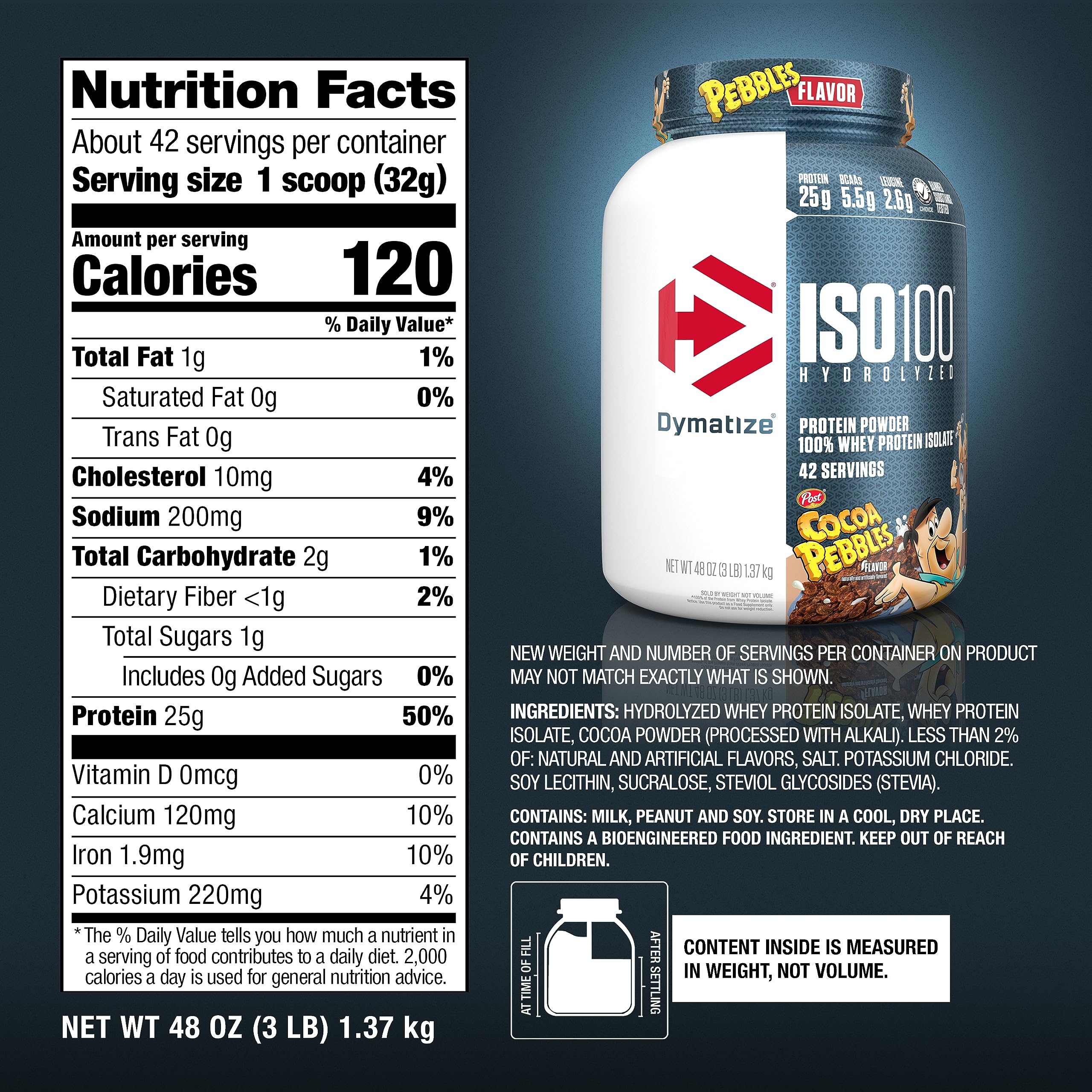 Foto 6 | Proteína de Suero en Polvo Dymatize Iso100 Sabor Cocoa Pebbles 1.3 kg - Venta Internacional