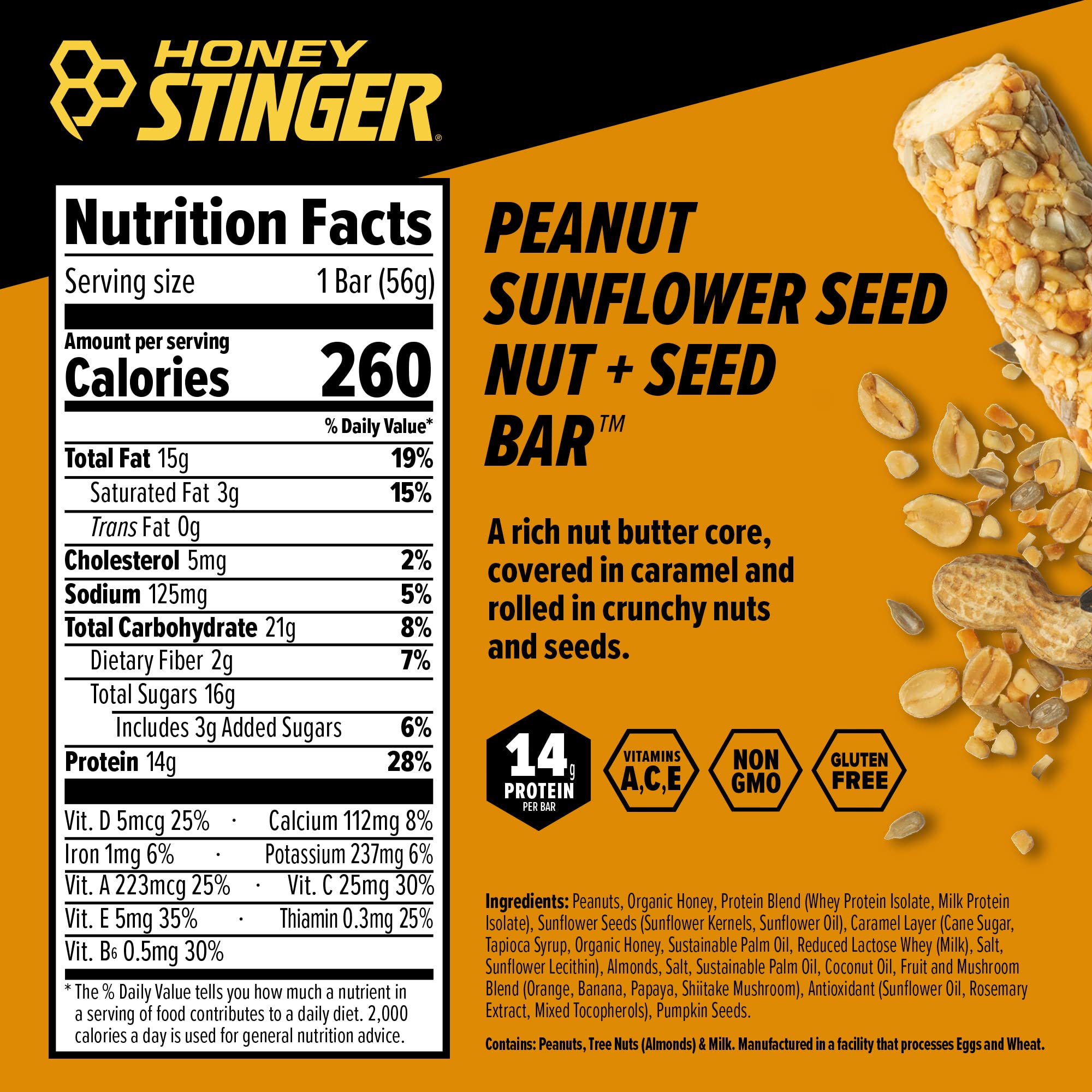 Foto 3 | Barra de Proteina Nut + Seed Semillas De Cacahuete Y Girasol 12pz  - Venta Internacional.