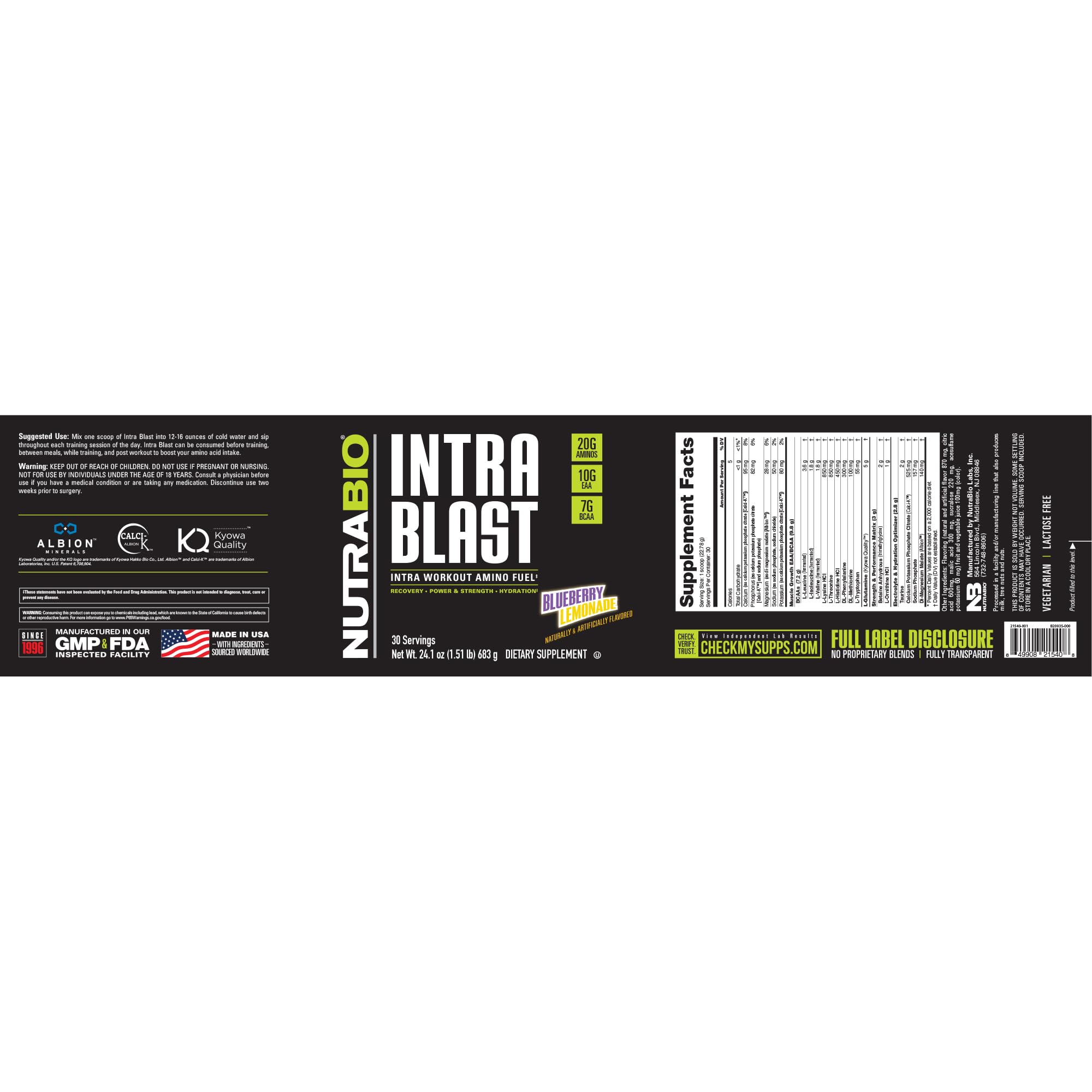 Foto 7 pulgar | Intra Blast Nutrabio 683 g-Venta Internacional