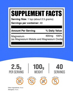 Foto 2 | Malato de Magnesio en Polvo Bulksupplements.com 100 gr - Venta Internacional