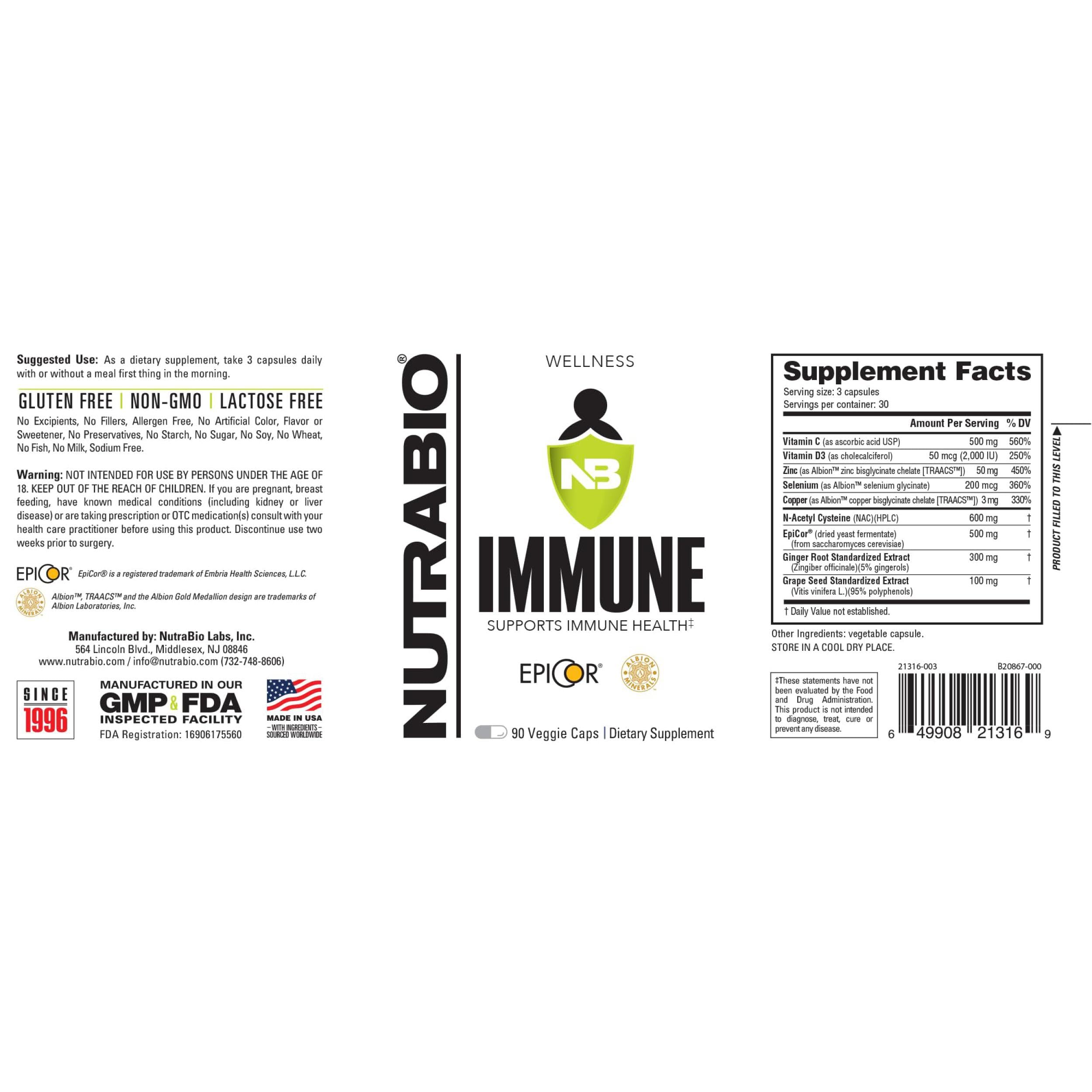 Foto 6 pulgar | Suplemento Nutrabio Immune Support 90 Cápsulas Vegetales - Venta Internacional.