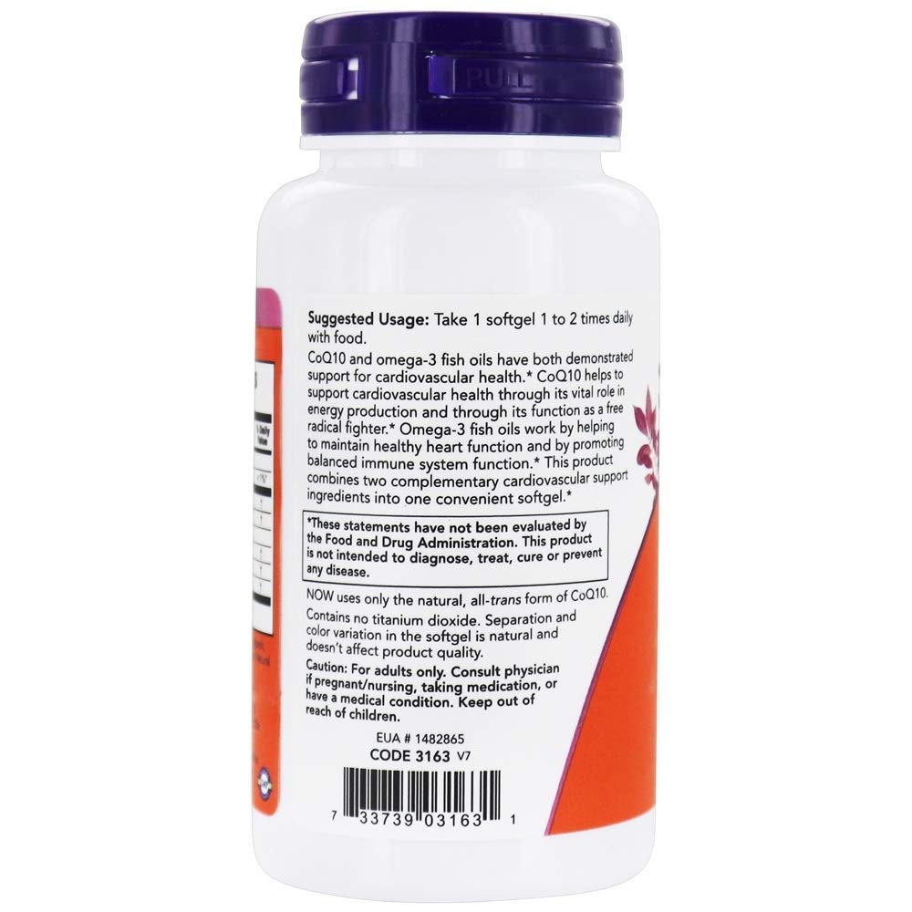 Foto 3 | Aceite de Pescado Now Foods CoQ10 Omega 3 60 mg 60 Softgels - Venta Internacional