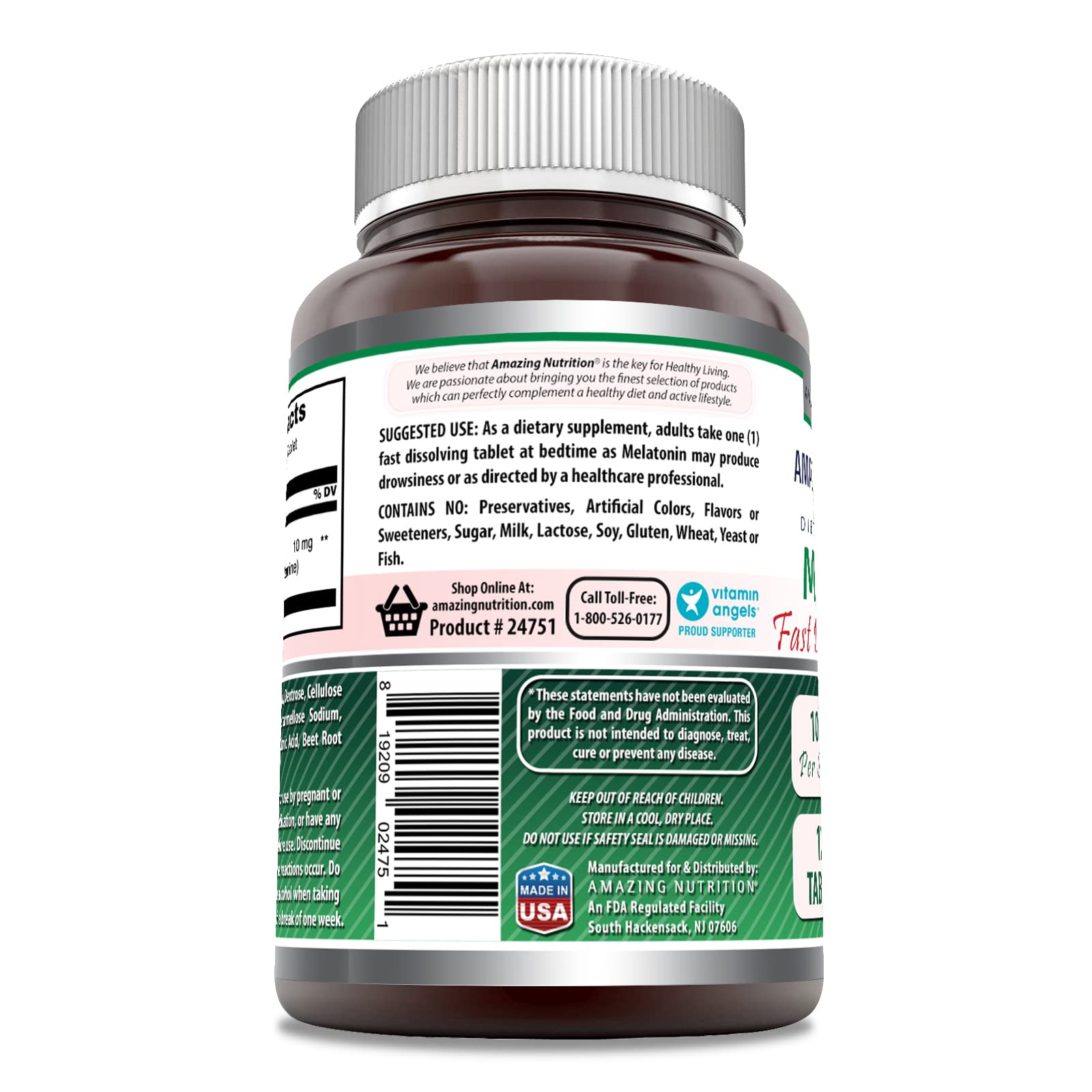 Foto 3 pulgar | Suplemento Amazing Nutrition Fórmulas de Melatonina 10 mg 120 Tabletas - Venta Internacional