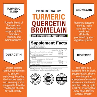 Foto 2 | Suplemento Bioschwartz de Cúrcuma Quercetina y Bromelina 90 Cápsulas - Venta Internacional