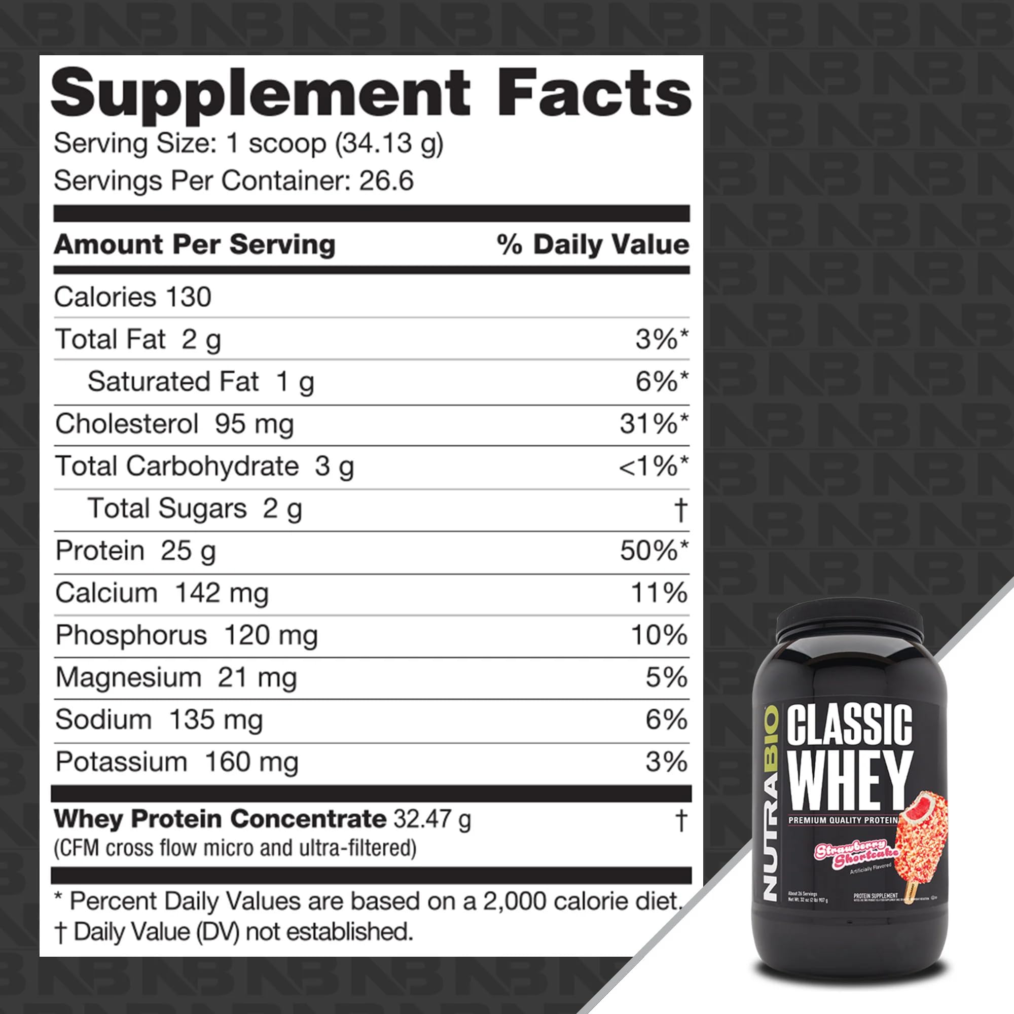 Foto 3 pulgar | Proteína en Polvo Nutrabio Classic Whey Strawberry 907 g - Venta Internacional