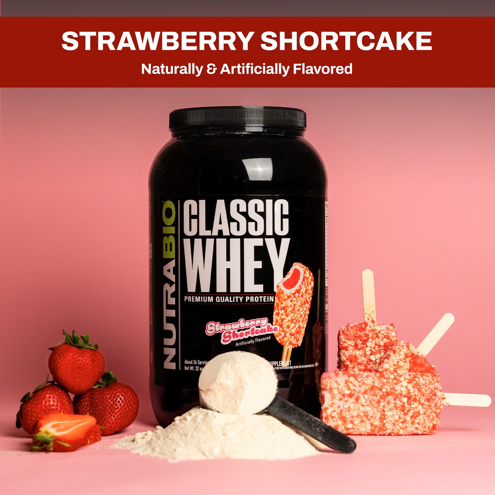 Foto 6 pulgar | Proteína en Polvo Nutrabio Classic Whey Strawberry 907 g - Venta Internacional