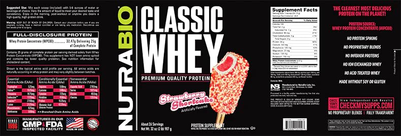 Foto 8 pulgar | Proteína en Polvo Nutrabio Classic Whey Strawberry 907 g - Venta Internacional