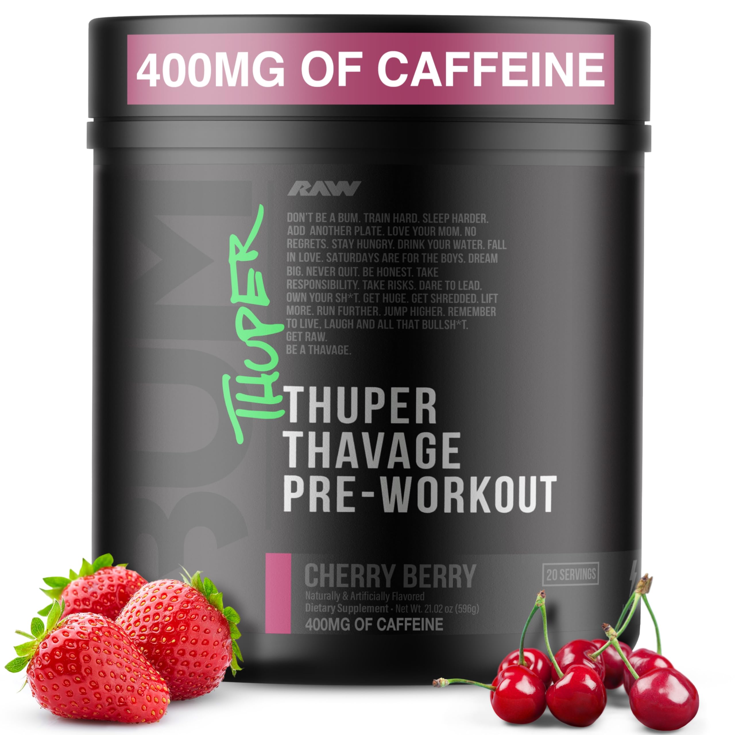 Foto 2 pulgar | Polvo Para Antes Del Entrenamiento Raw Thuper Thavage Con Creatina  20 Dosis - Venta Internacional.
