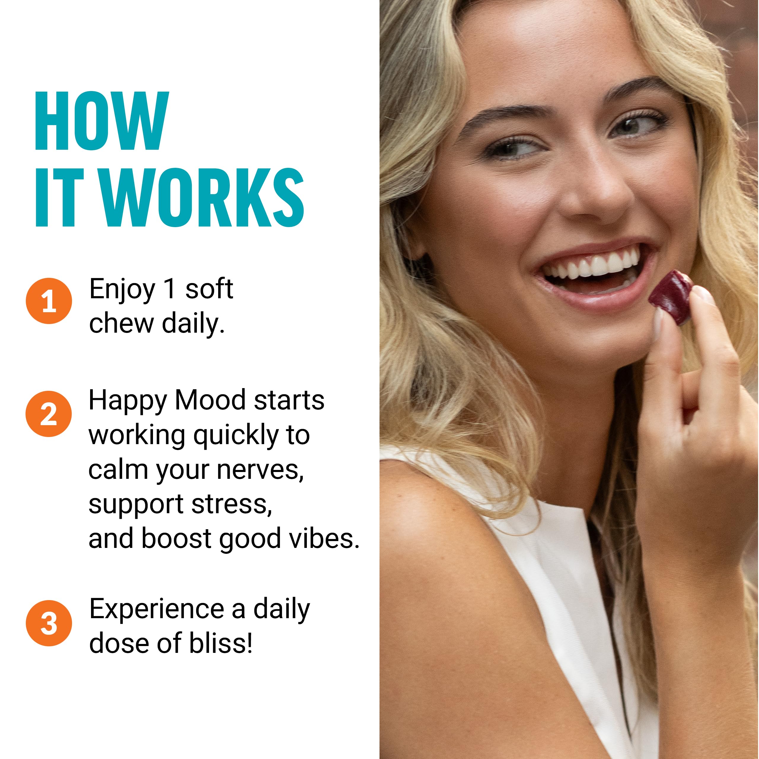 Foto 4 | Suplemento Force Factor Happy Mood 30 Comprimidos Masticables - Venta Internacional